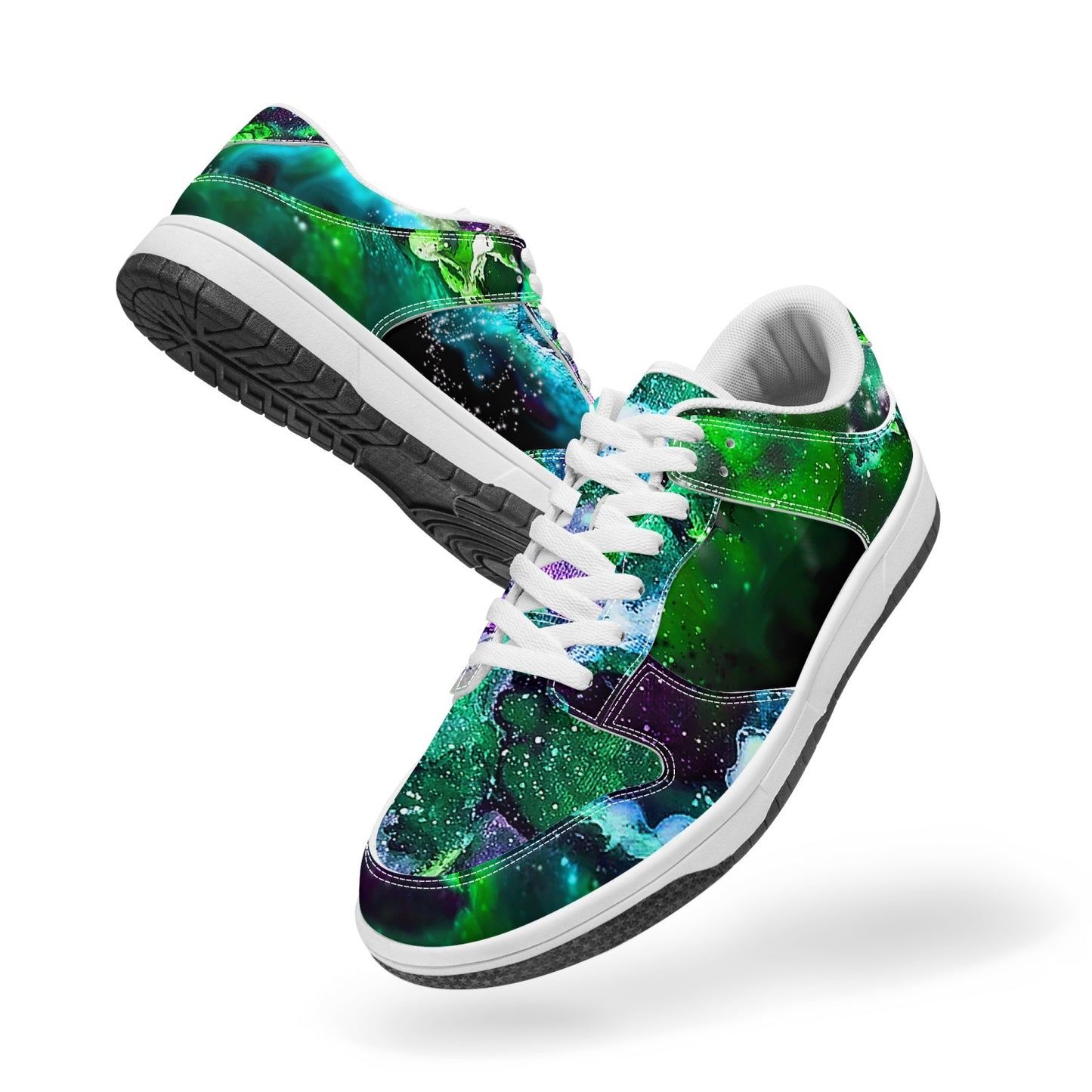 Galaxy: Green Low-Top Leather Sneakers