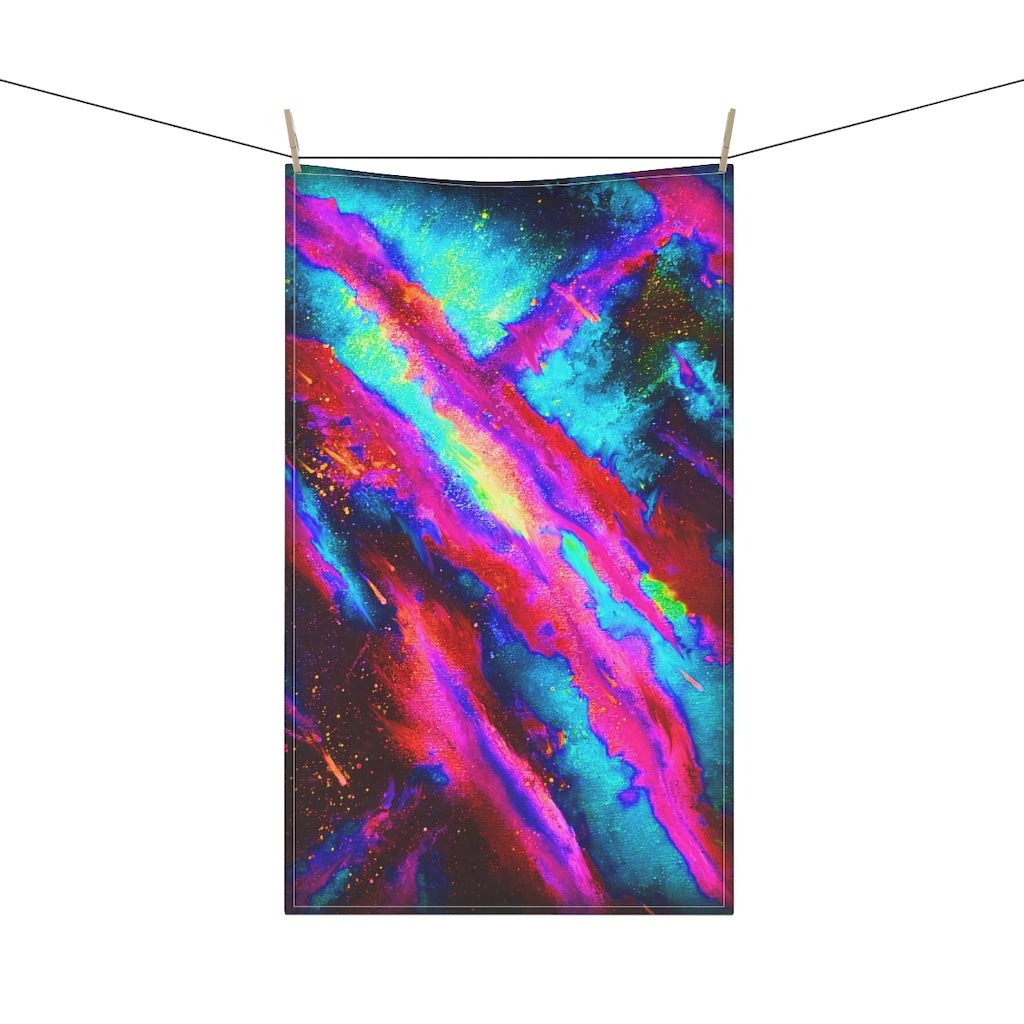 Explosive Nebula Teal Kitchen Towel