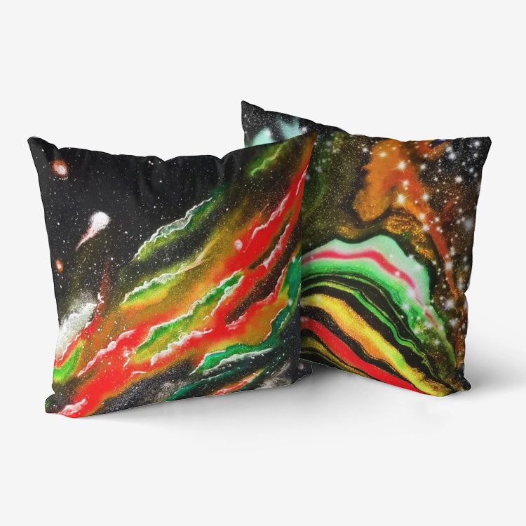 Galactic Beauty/Rasta Rip Throw Pillow