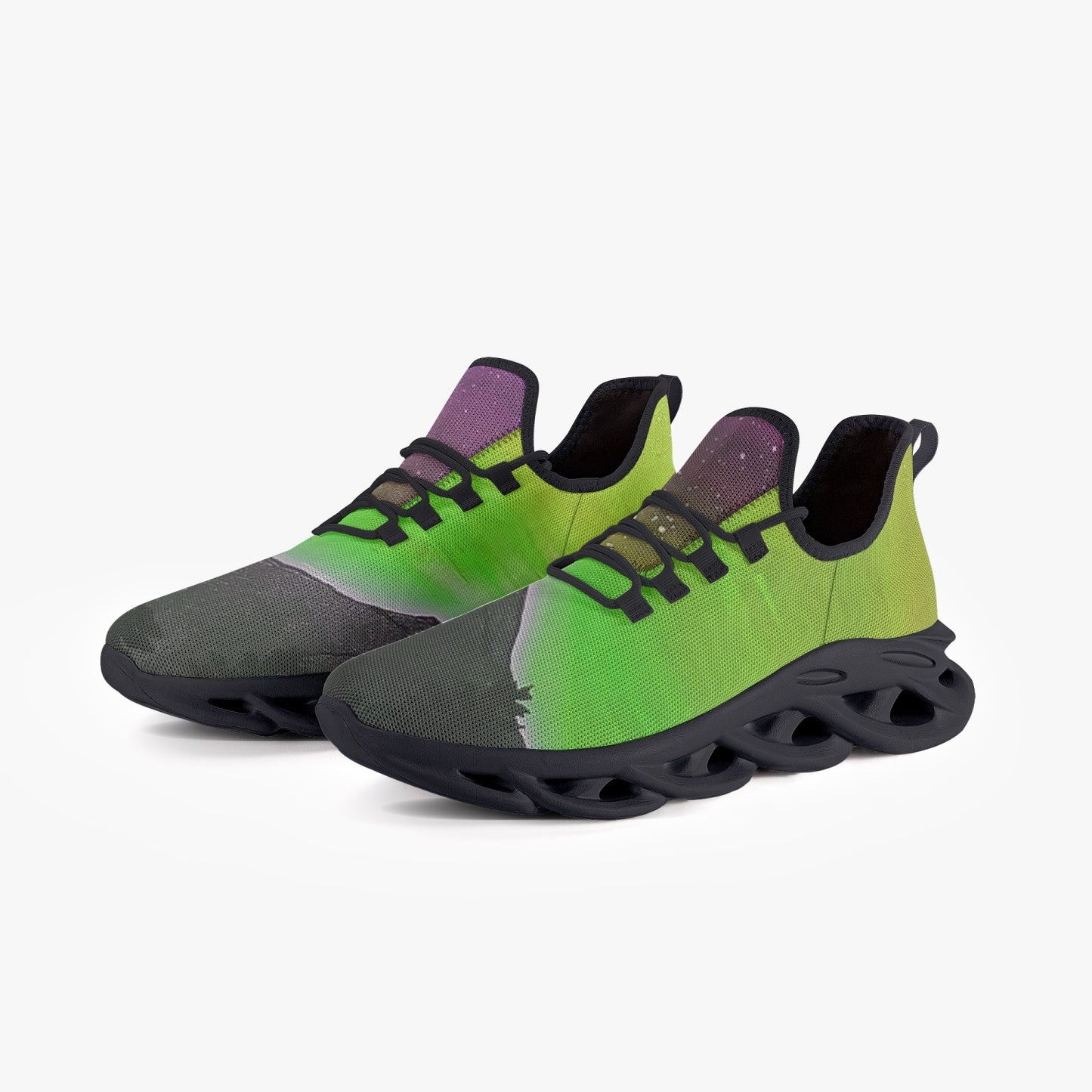 Heavensent Sunrise Green Bounce Mesh Knit Sneakers - Black