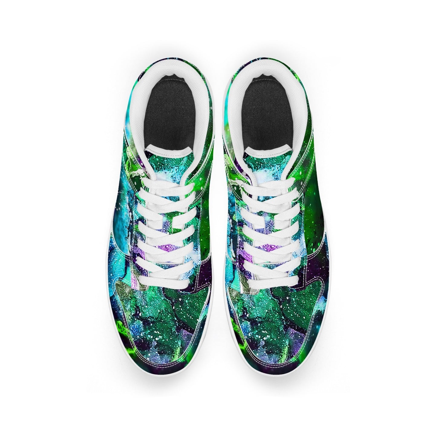 Galaxy: Green Low-Top Leather Sneakers