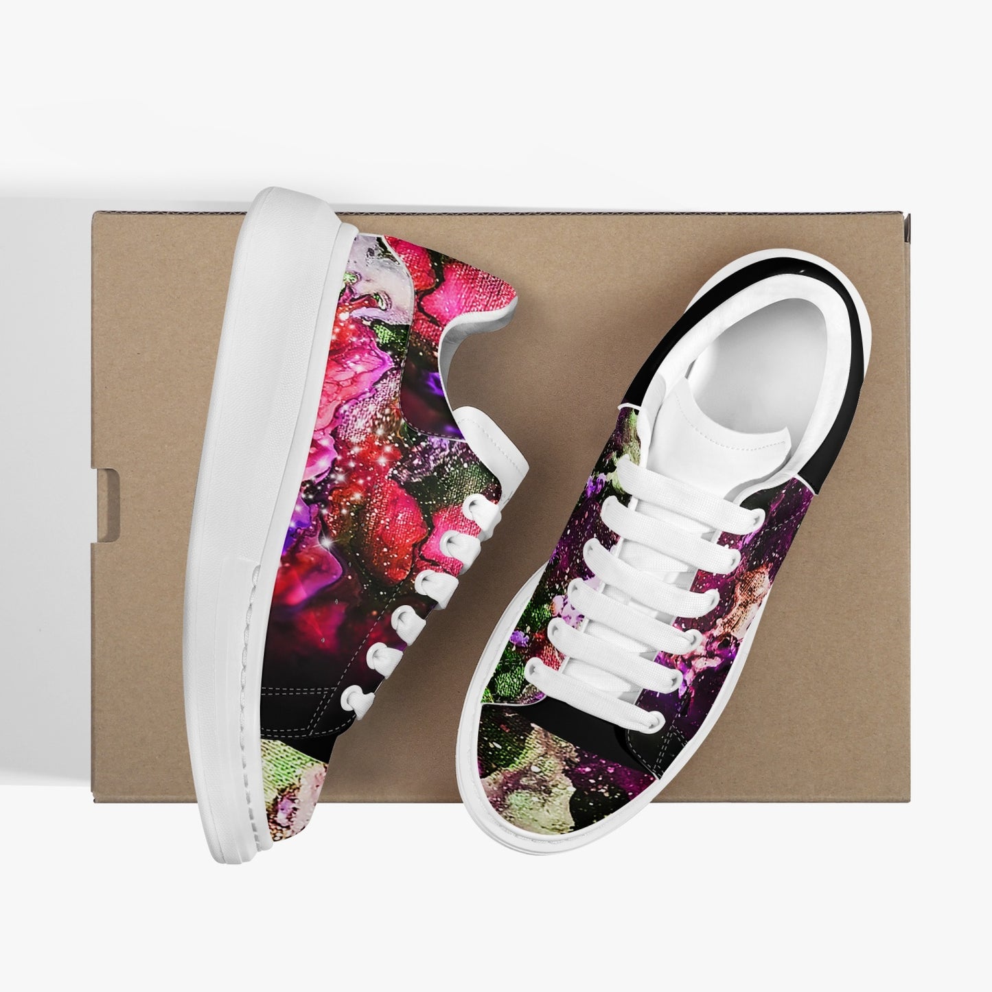 Red Galaxy Low-Top Leather Sneakers