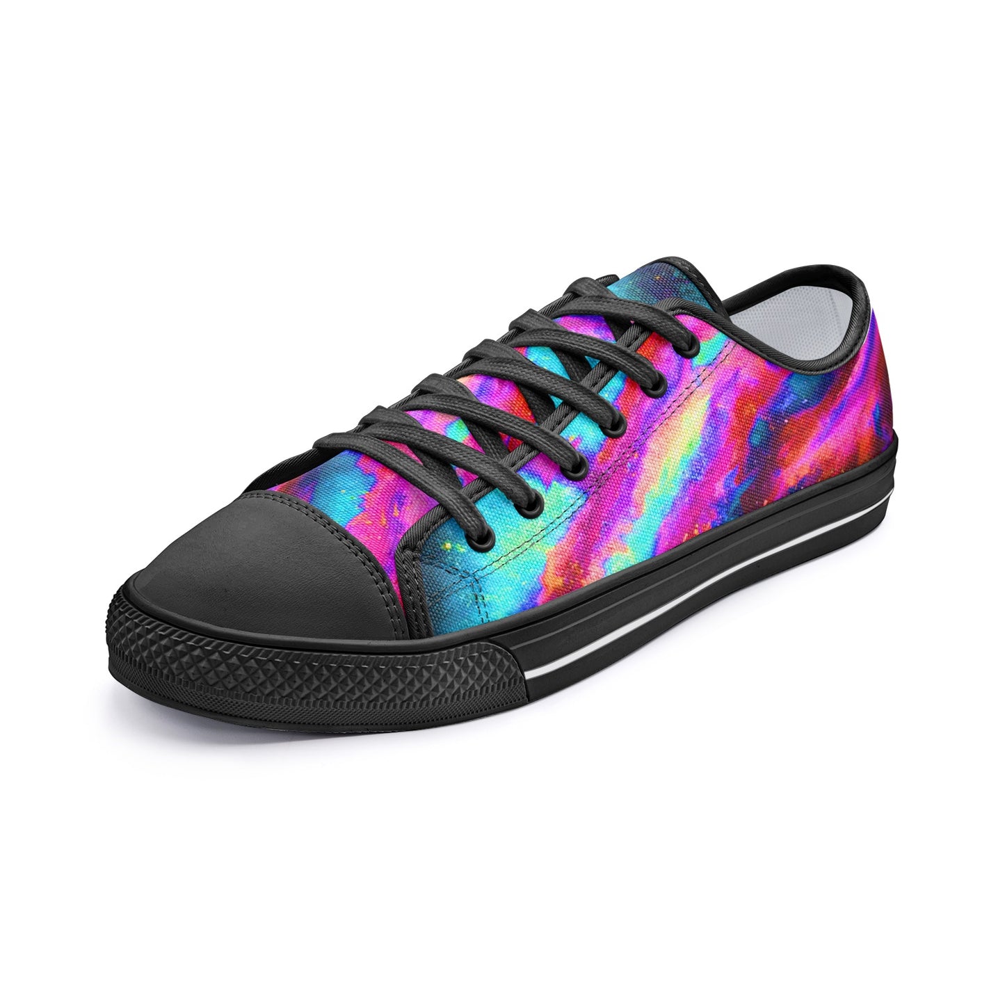 Explosive Nebula Teal Low Top Canvas Shoes