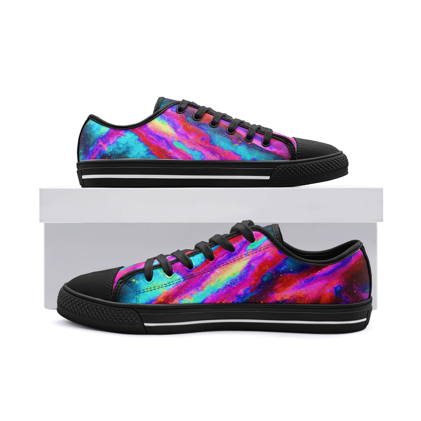 Explosive Nebula Teal Low Top Canvas Shoes