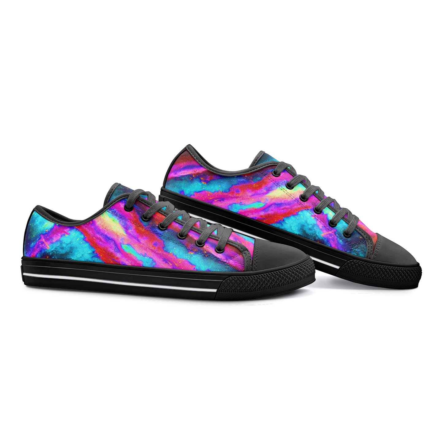 Explosive Nebula Teal Low Top Canvas Shoes