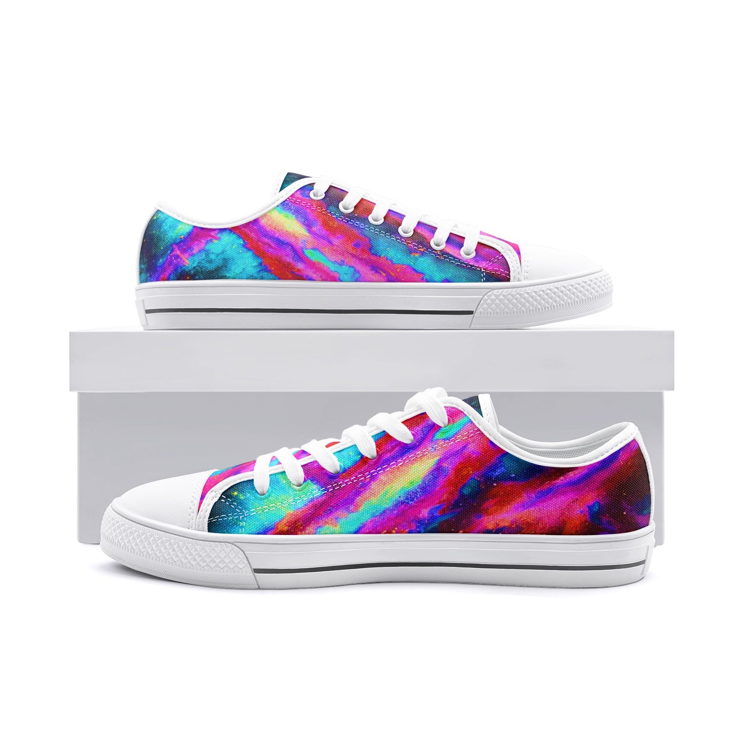 Explosive Nebula Teal Low Top Canvas Shoes