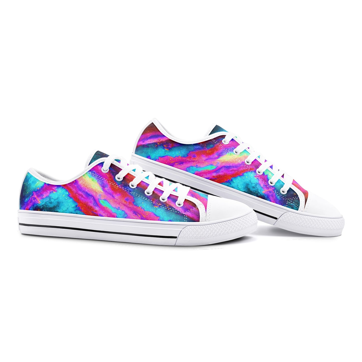 Explosive Nebula Teal Low Top Canvas Shoes