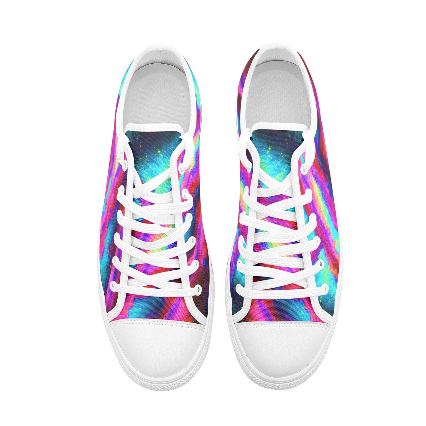 Explosive Nebula Teal Low Top Canvas Shoes