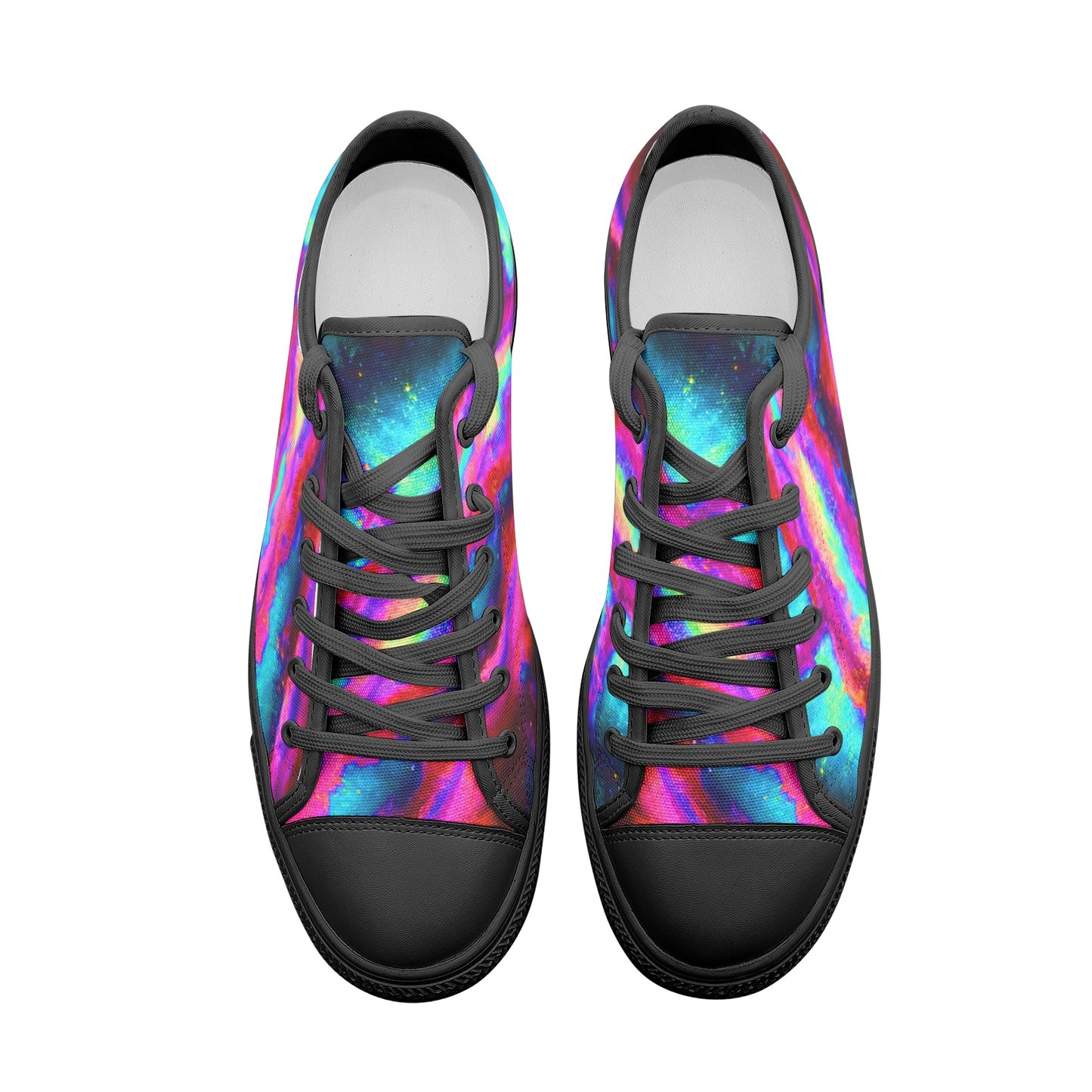 Explosive Nebula Teal Low Top Canvas Shoes