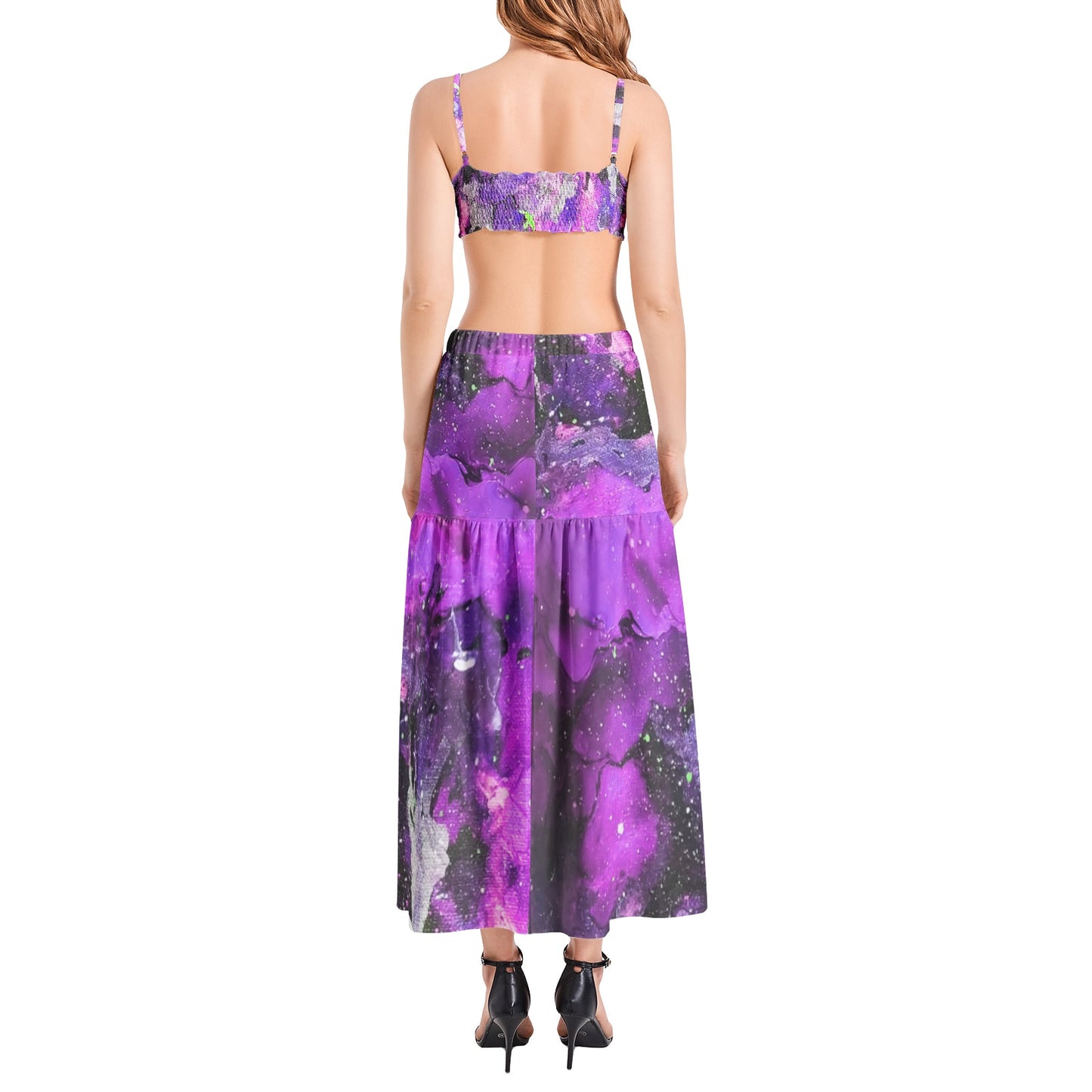 Fly High: Magenta Bralette Top and High Slit Thigh Skirt Set