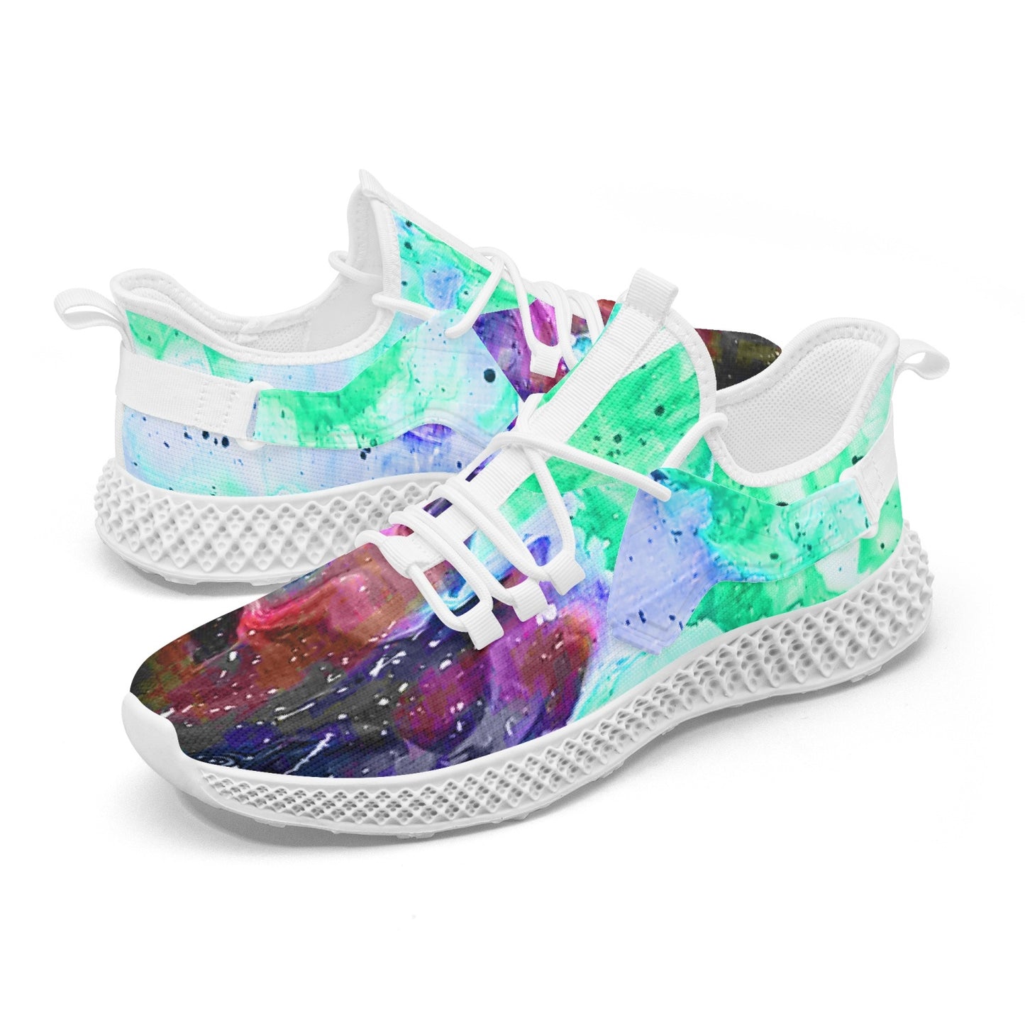 Galactic Fire Teal Mesh Knit Sneakers