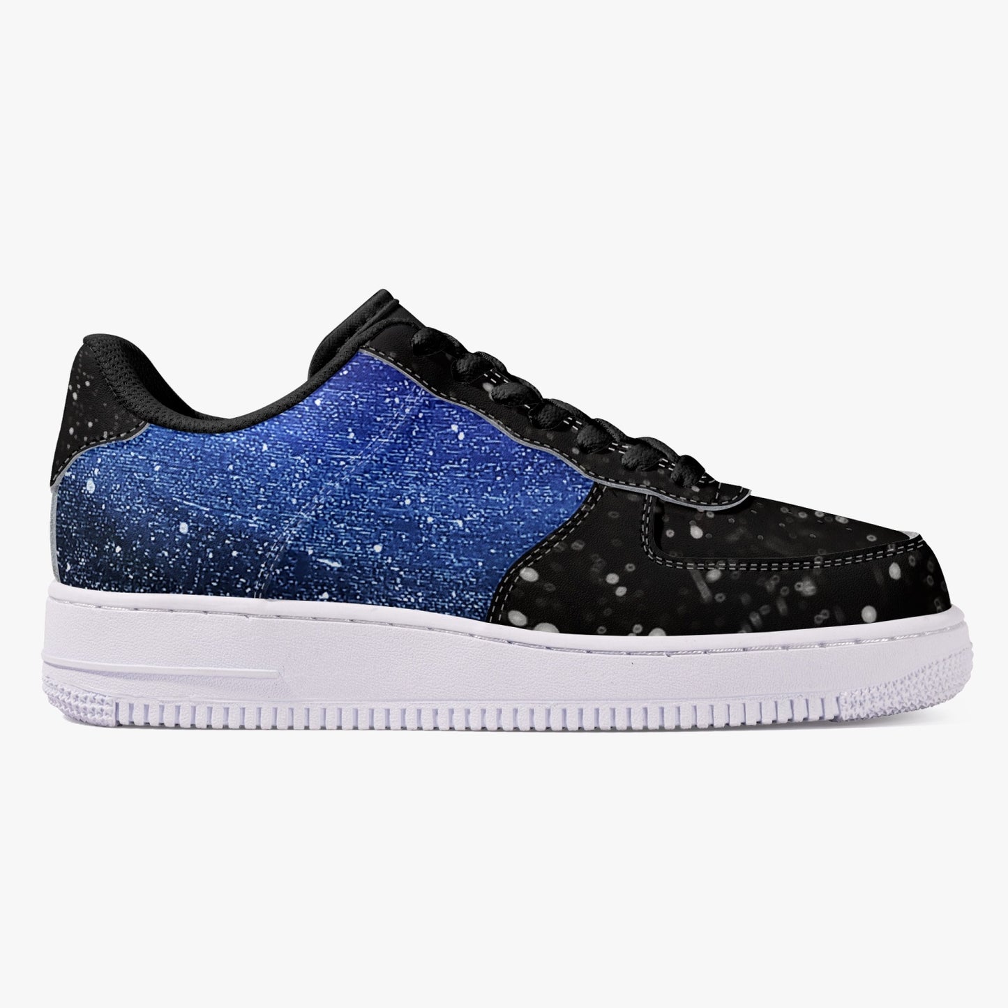 Moonshine and Magic Black Low-Top Leather Sports Sneakers