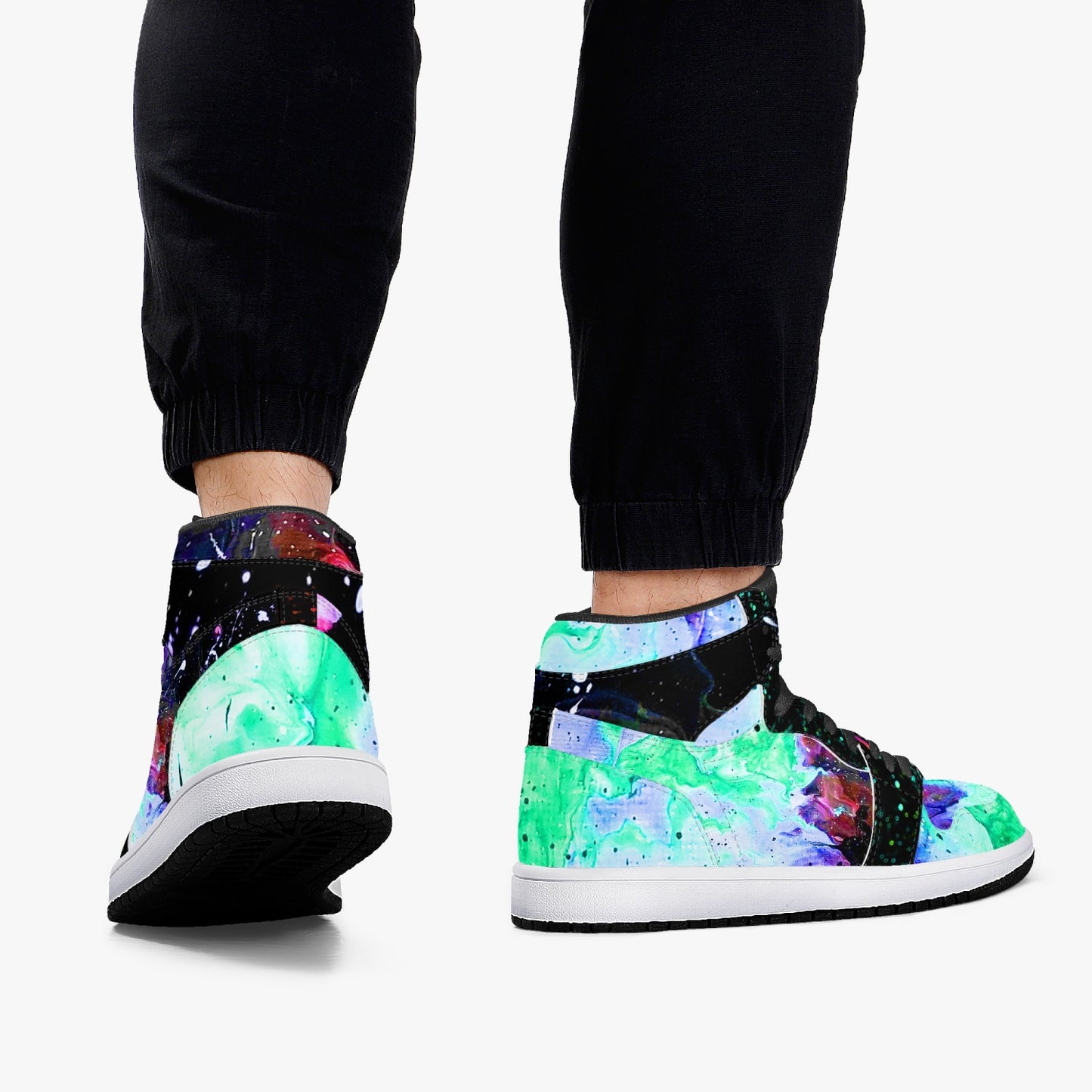 Galactic Fire Teal/ Star Party High-Top Leather Sneakers