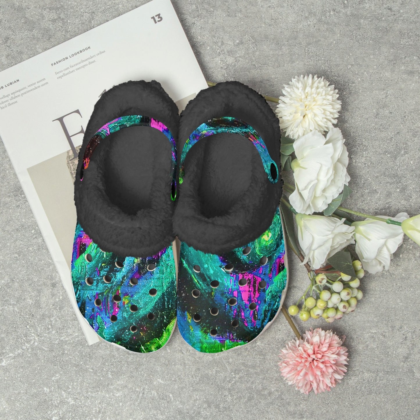 Different Dimensions: Turquoise Lined Clogs