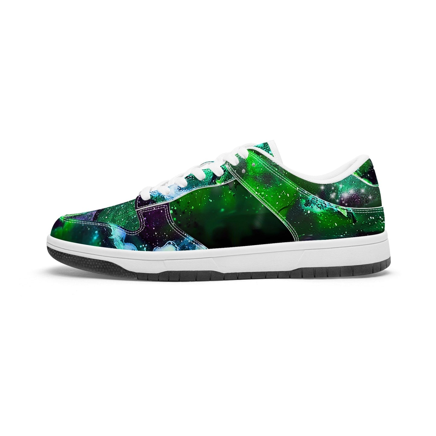 Galaxy: Green Low-Top Leather Sneakers