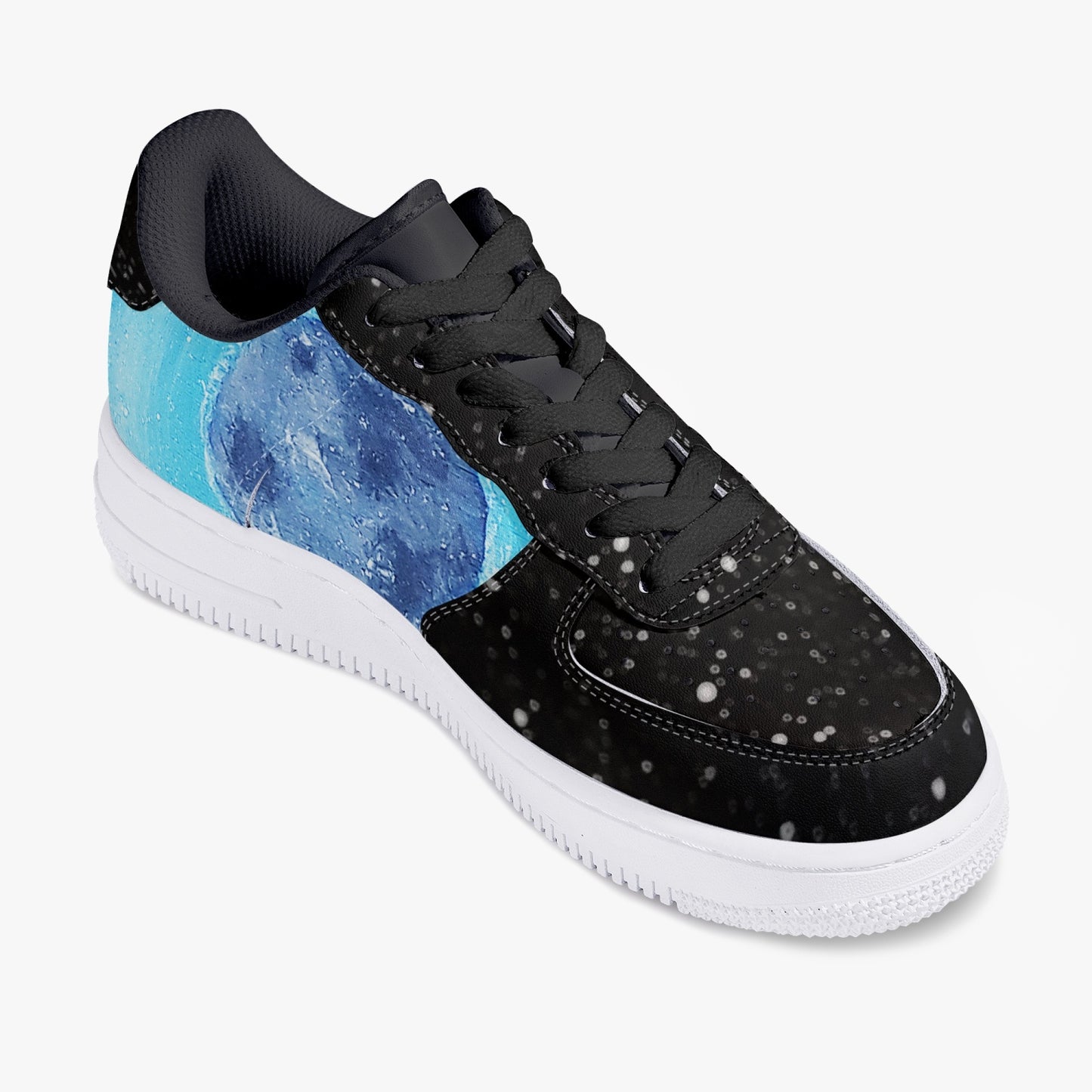 Moonshine and Magic Black Low-Top Leather Sports Sneakers