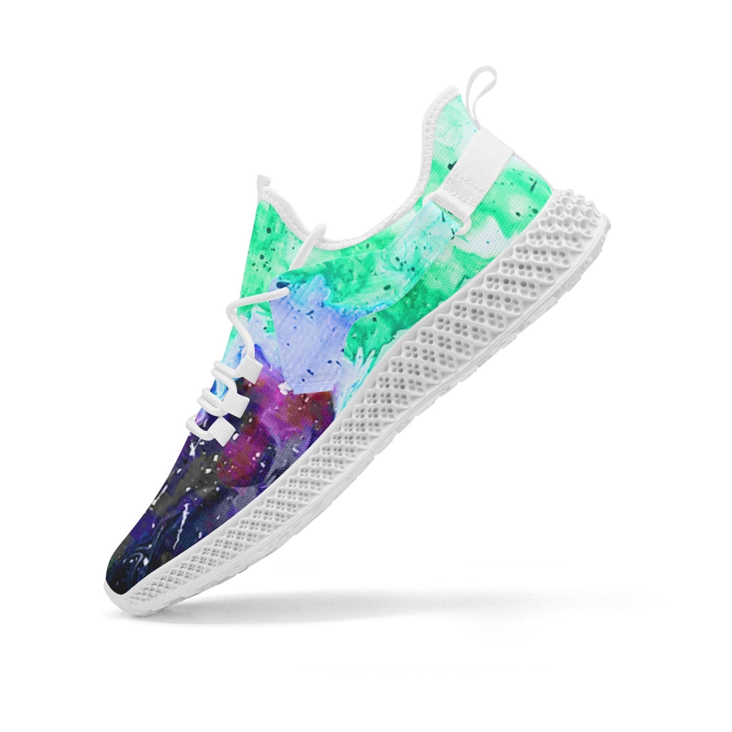 Galactic Fire Teal Mesh Knit Sneakers