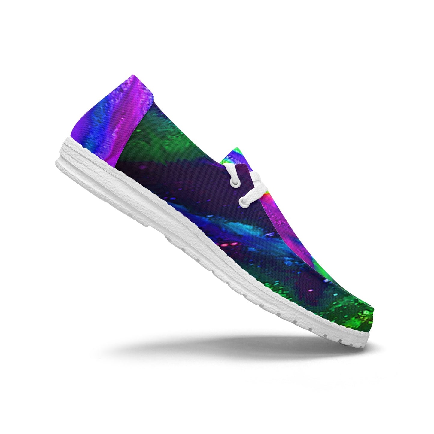 Explosive Nebula Green Canvas Lace-up Loafers