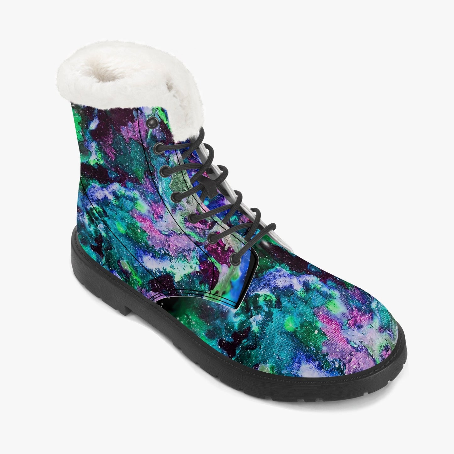 Galaxy Faux Fur Leather Boots