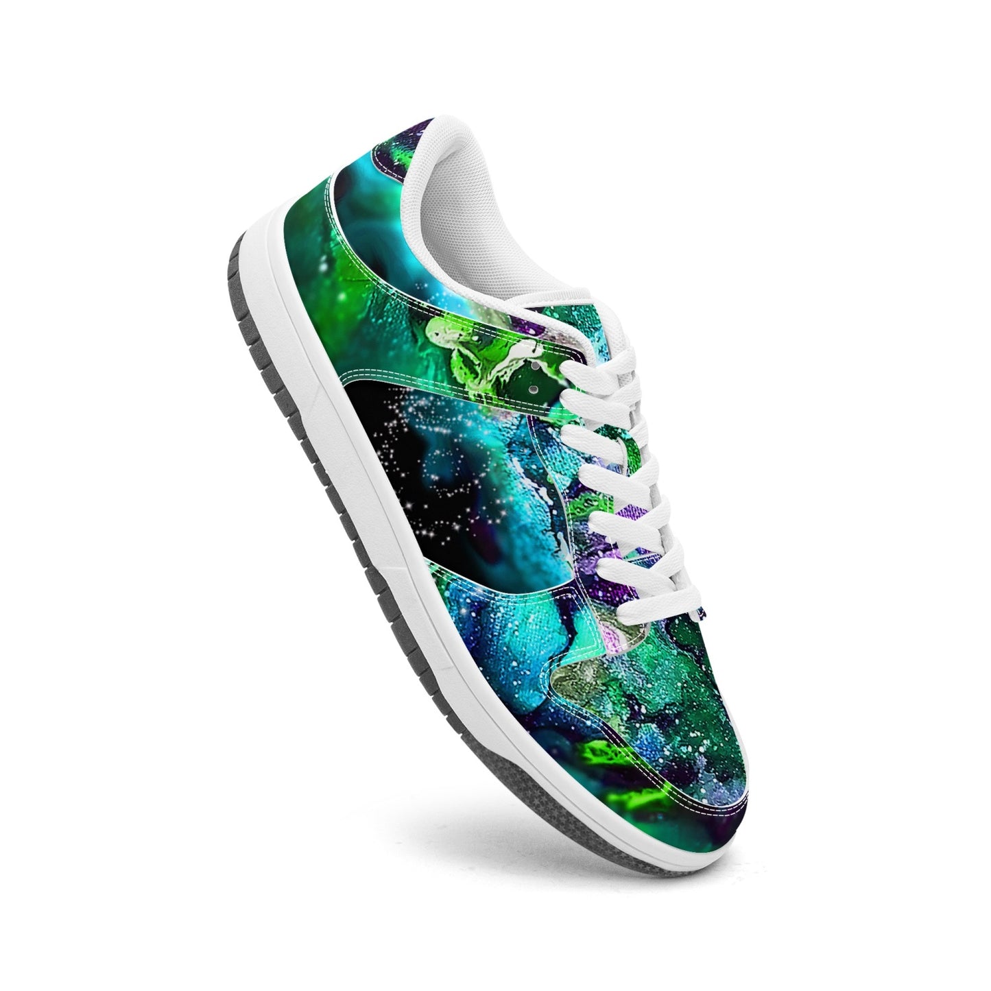Galaxy: Green Low-Top Leather Sneakers