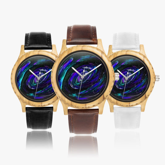 Infinite Italian Olive Lumber Wooden Watch - Leather Strap