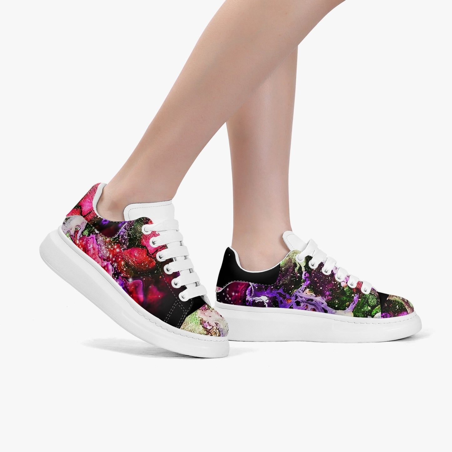 Red Galaxy Low-Top Leather Sneakers