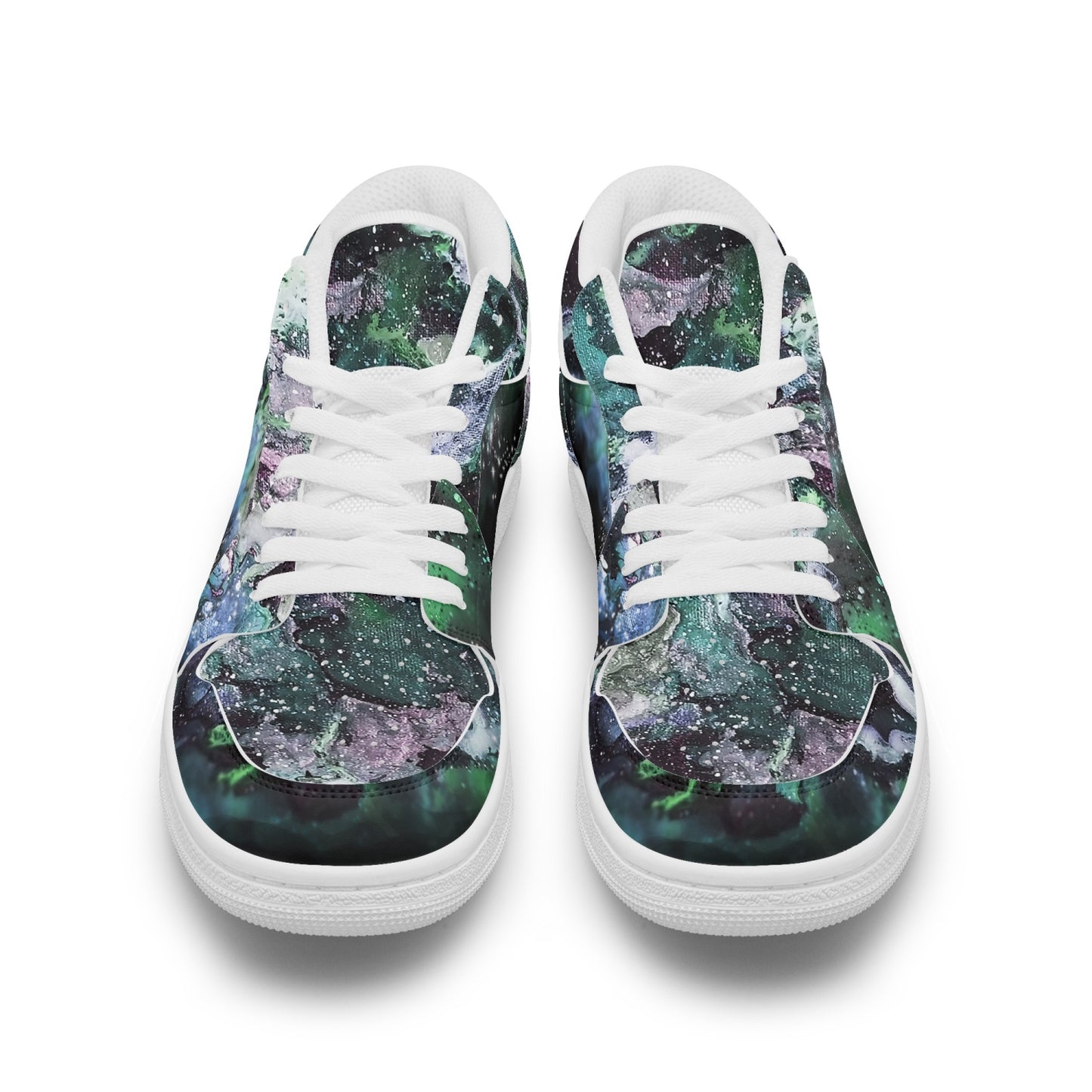 Teal Galaxy Low-Top AJ1 Leather Sneakers