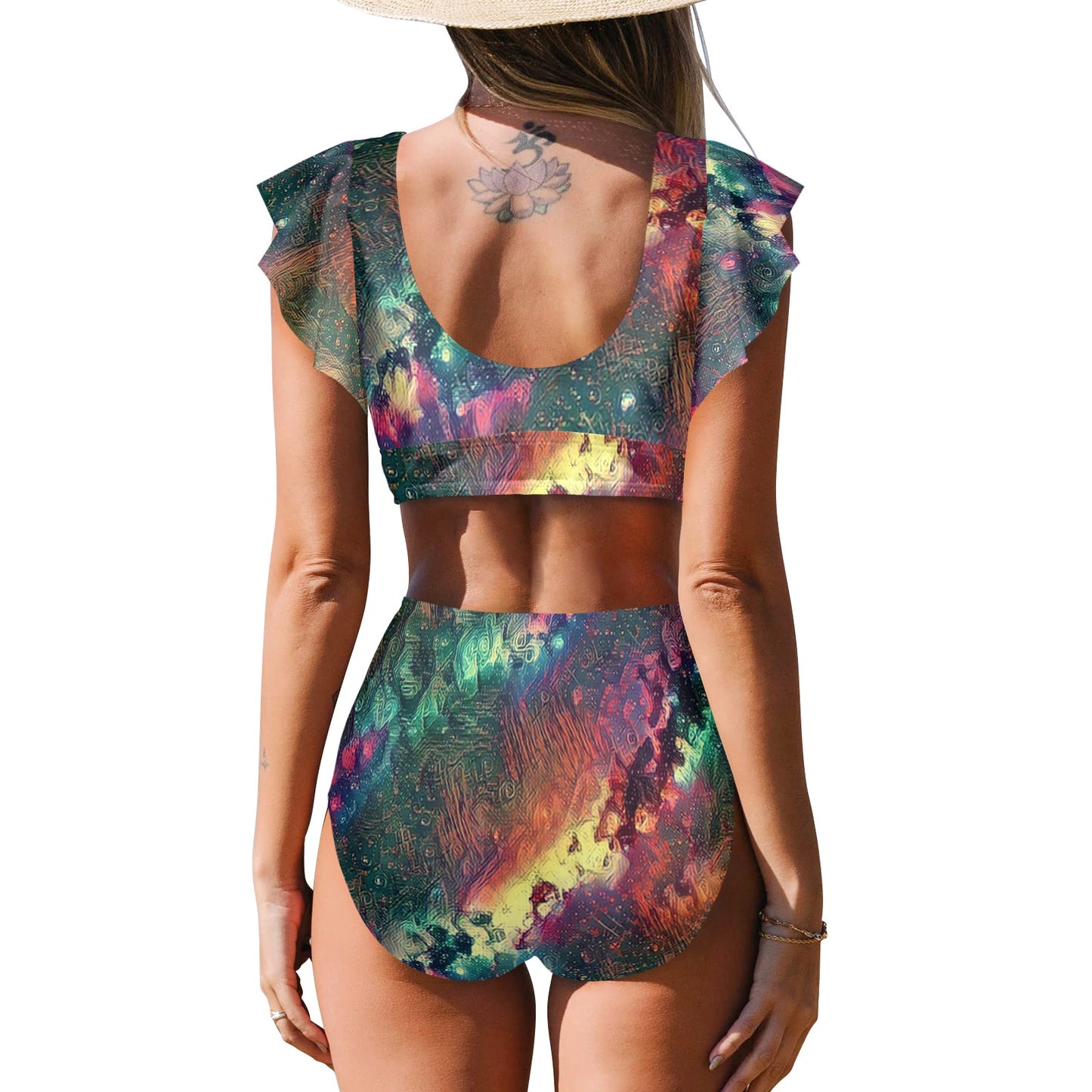 Starry Night Women's Ruffle Sleeve Bikini Swimsuit
