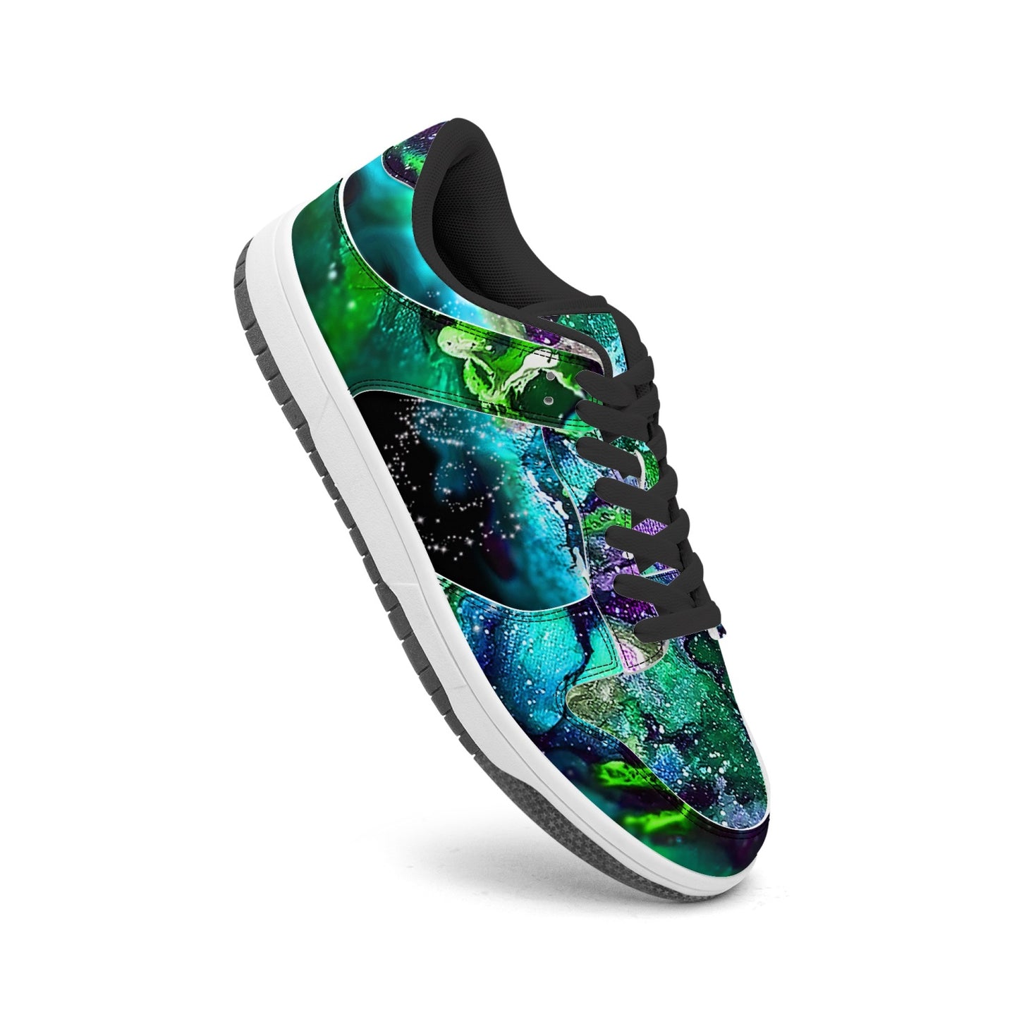 Galaxy: Green Low-Top Leather Sneakers