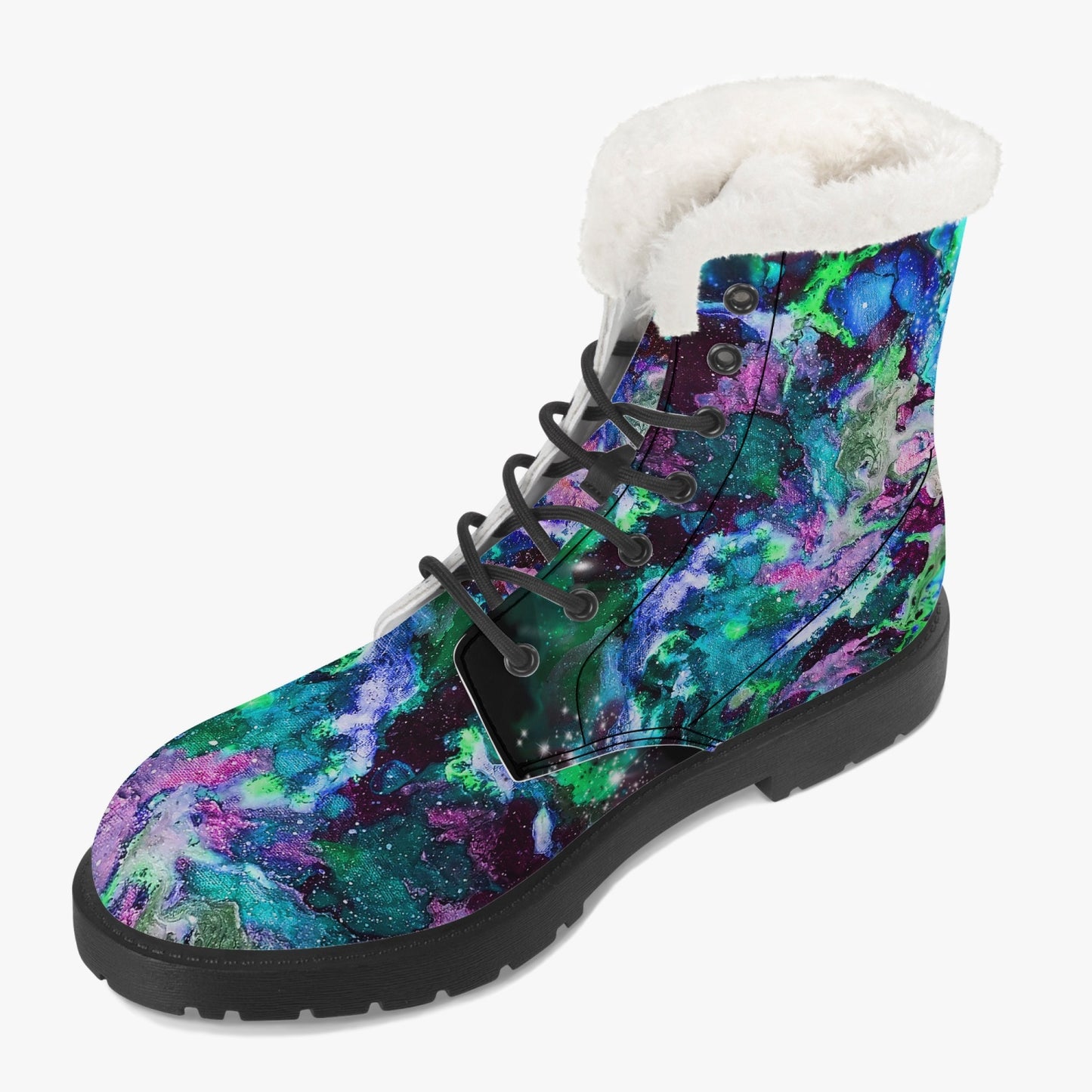 Galaxy Faux Fur Leather Boots