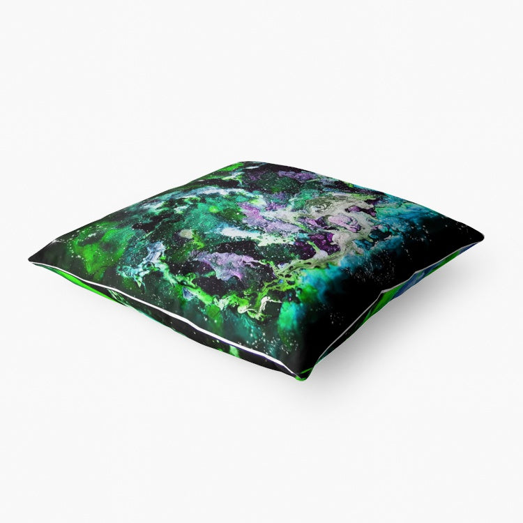Green Galaxy/Black Hole Green Throw Pillow