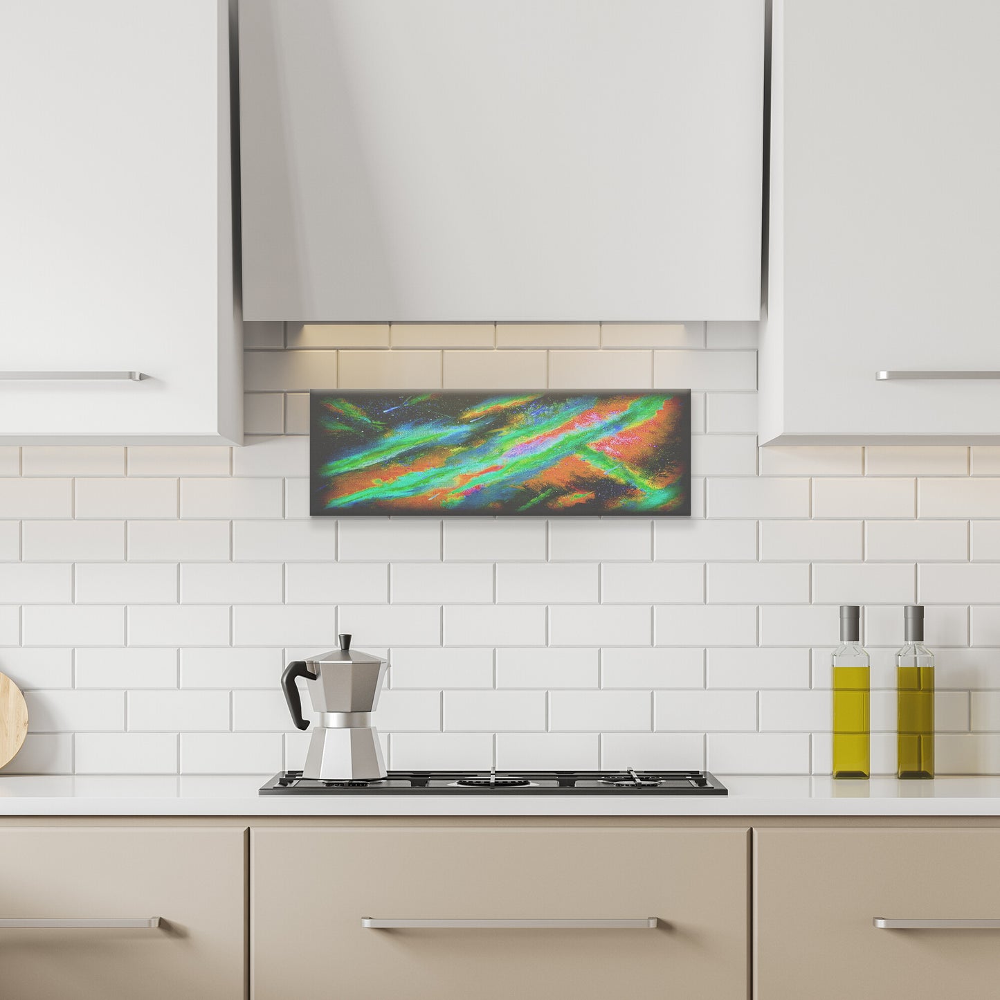 Explosive Nebula: Green/Orange Panoramic Canvas *3 sizes*