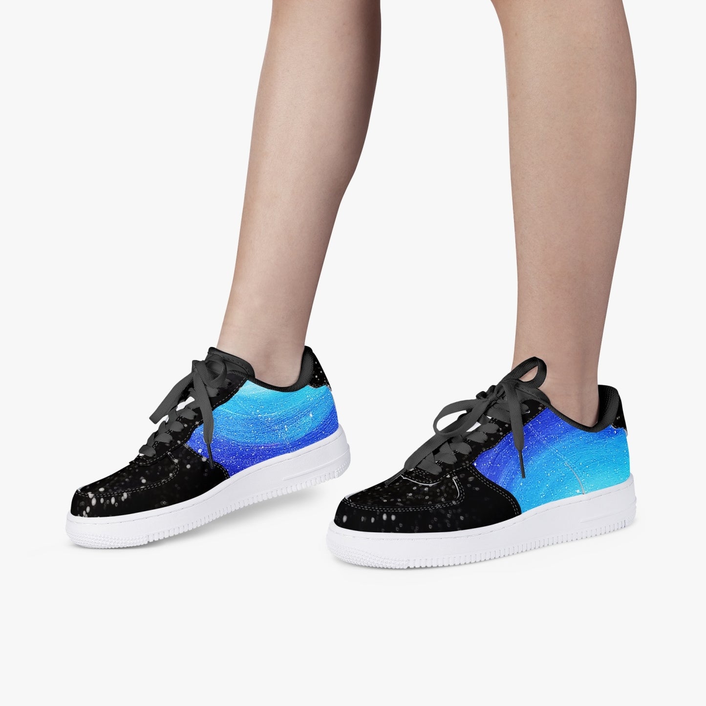 Moonshine and Magic Black Low-Top Leather Sports Sneakers