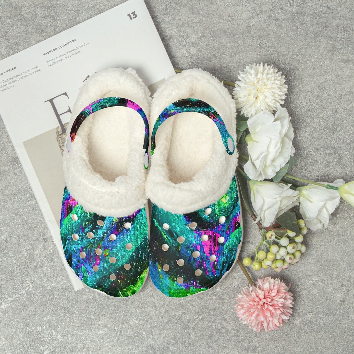 Different Dimensions: Turquoise Lined Clogs