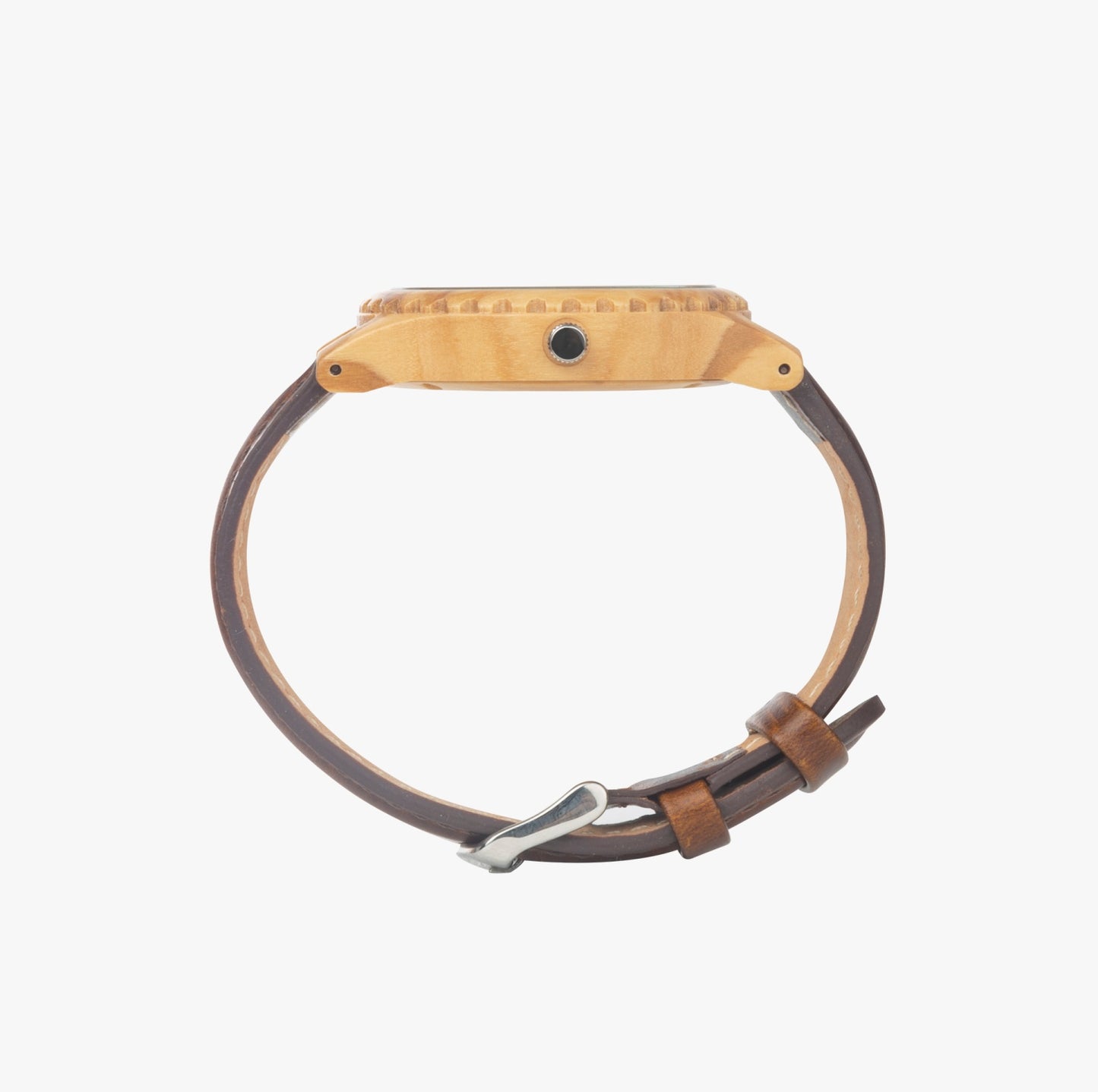 Infinite Italian Olive Lumber Wooden Watch - Leather Strap