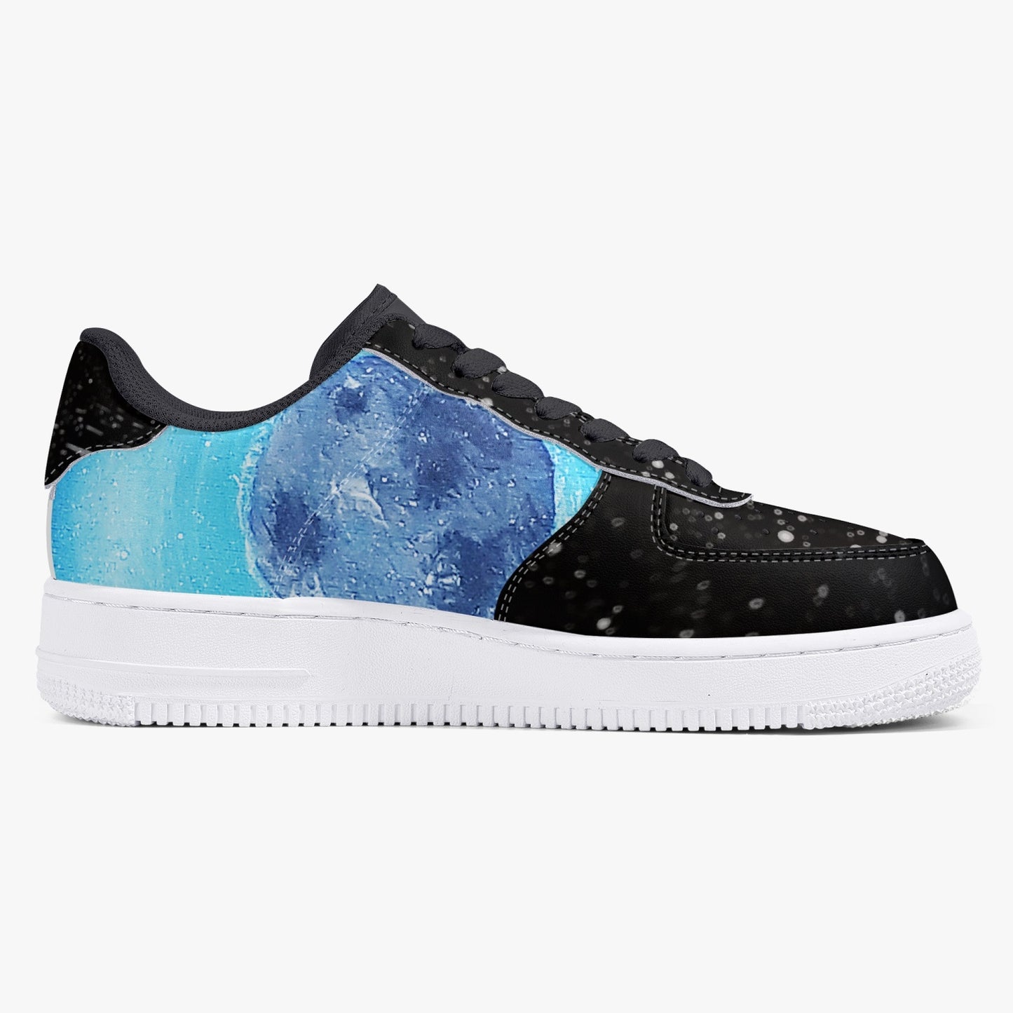 Moonshine and Magic Black Low-Top Leather Sports Sneakers
