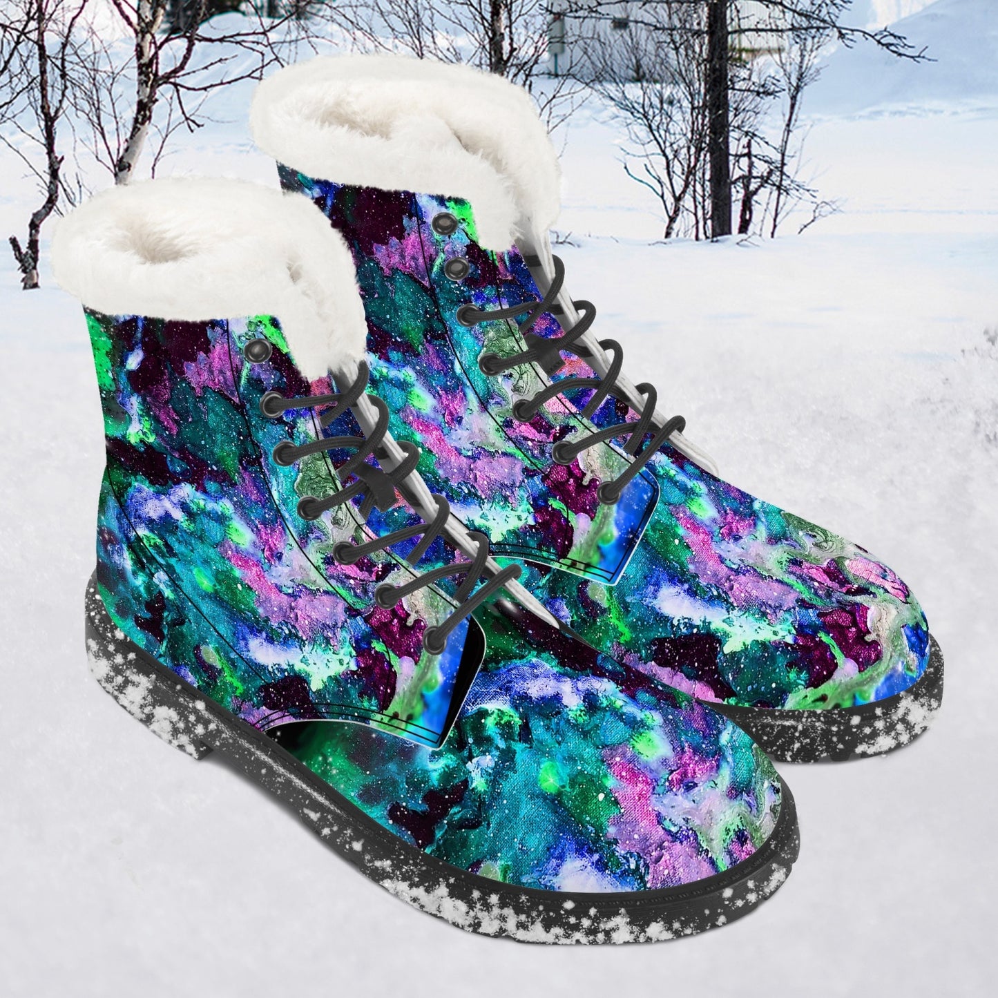 Galaxy Faux Fur Leather Boots