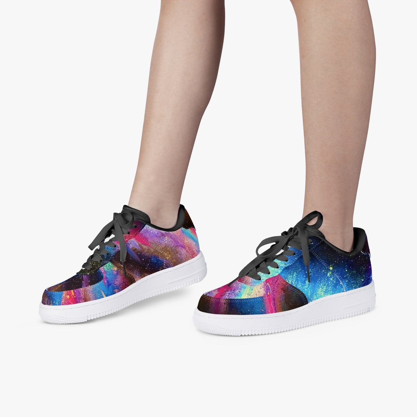 Explosive Nebula Low-Top Leather Sports Sneakers