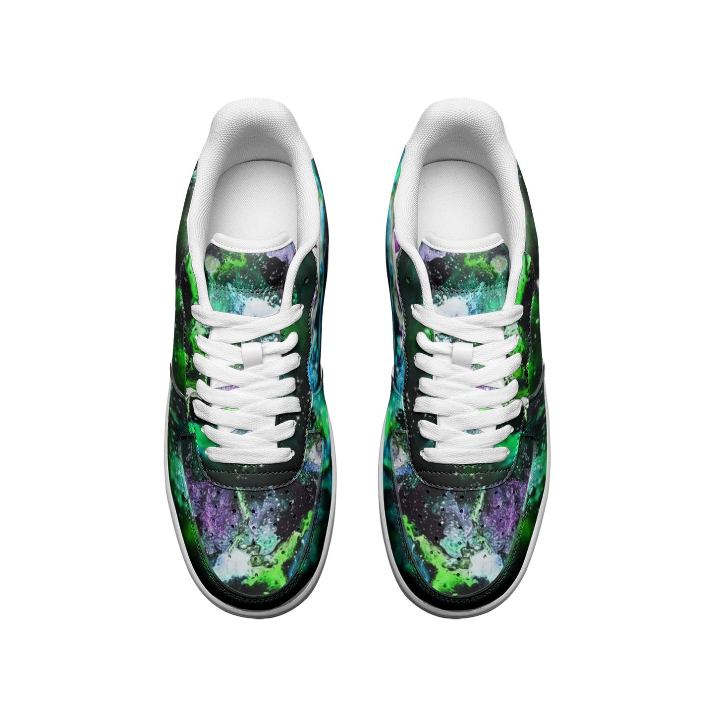 Green Galaxy Low Top Leather Sneakers