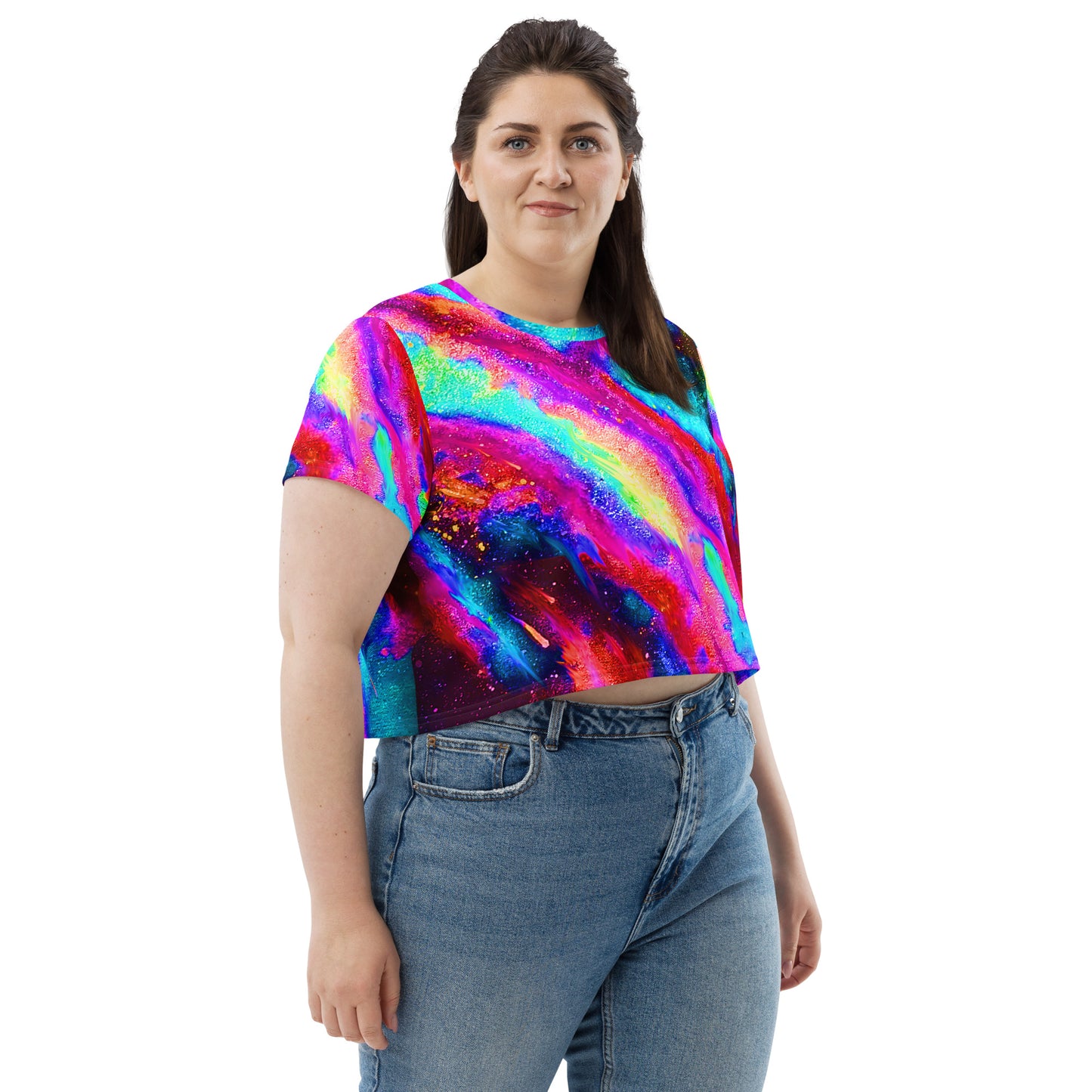 Explosive Nebula Teal Crop Tee
