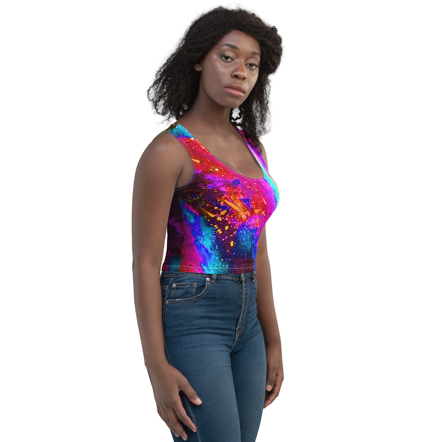 Explosive Nebula Teal Crop Top