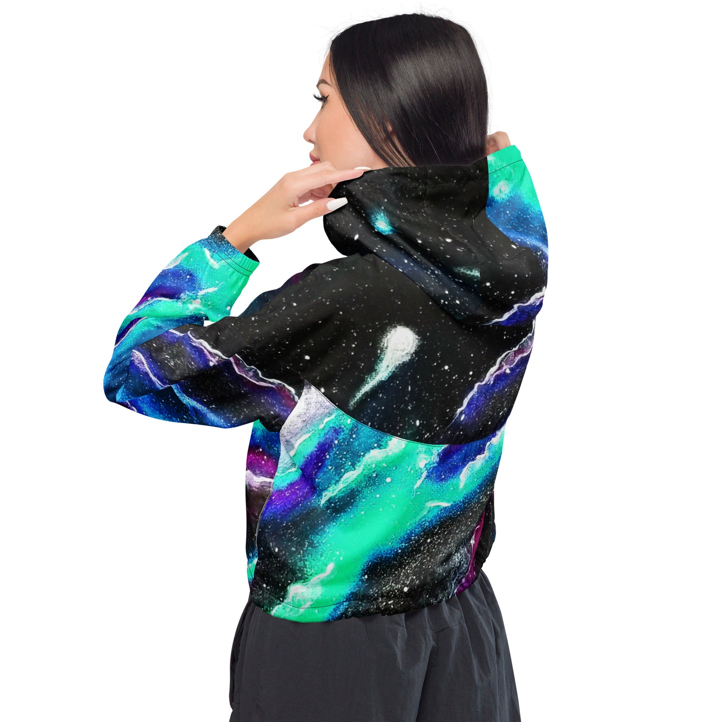Blue Rip cropped windbreaker