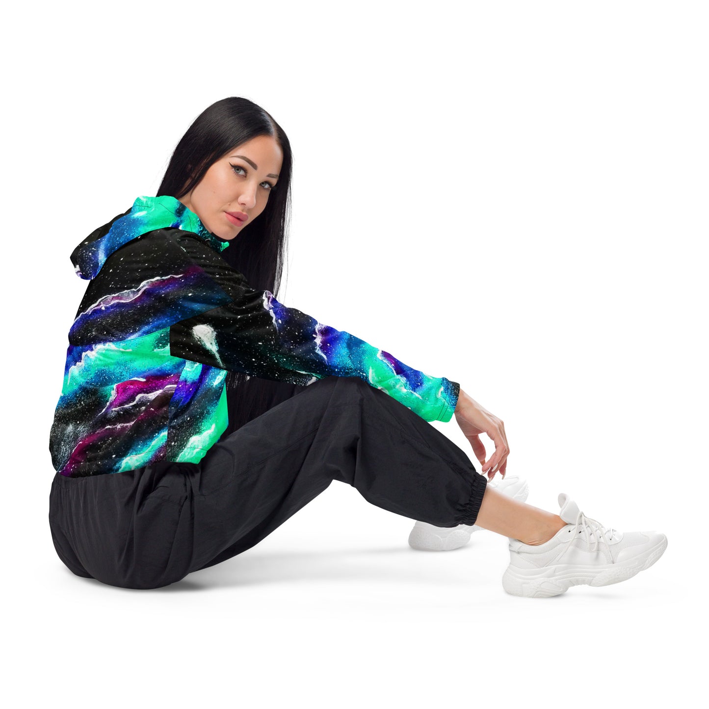 Blue Rip cropped windbreaker