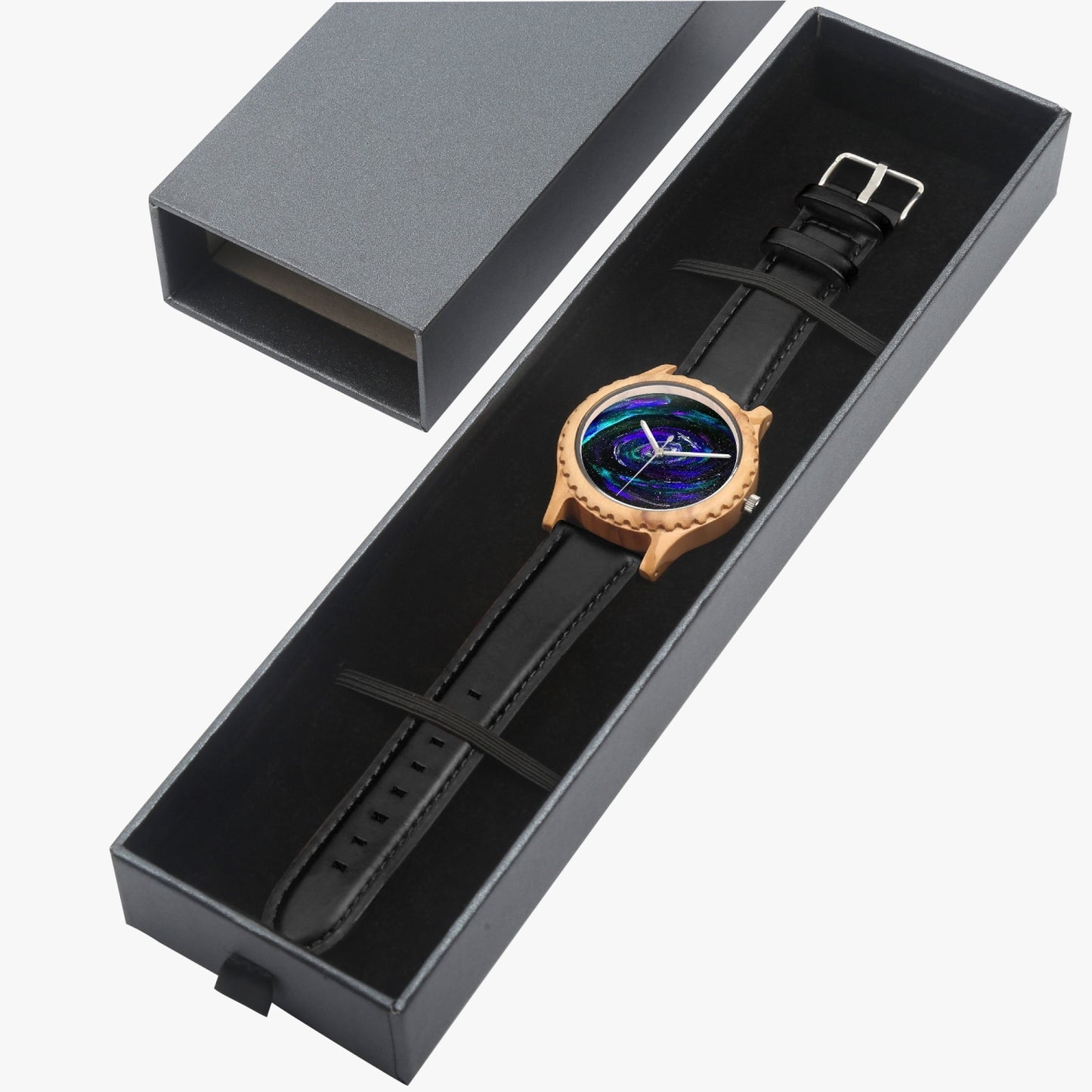 Infinite Italian Olive Lumber Wooden Watch - Leather Strap