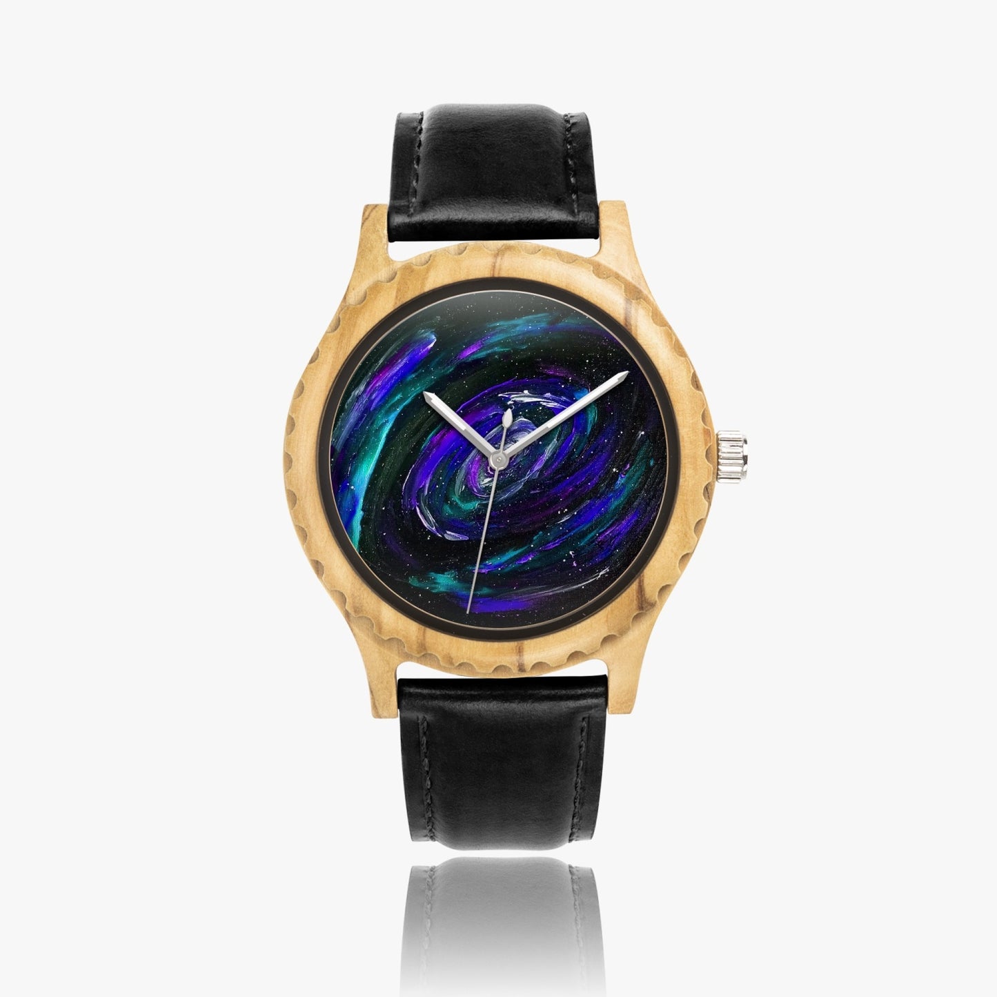 Infinite Italian Olive Lumber Wooden Watch - Leather Strap