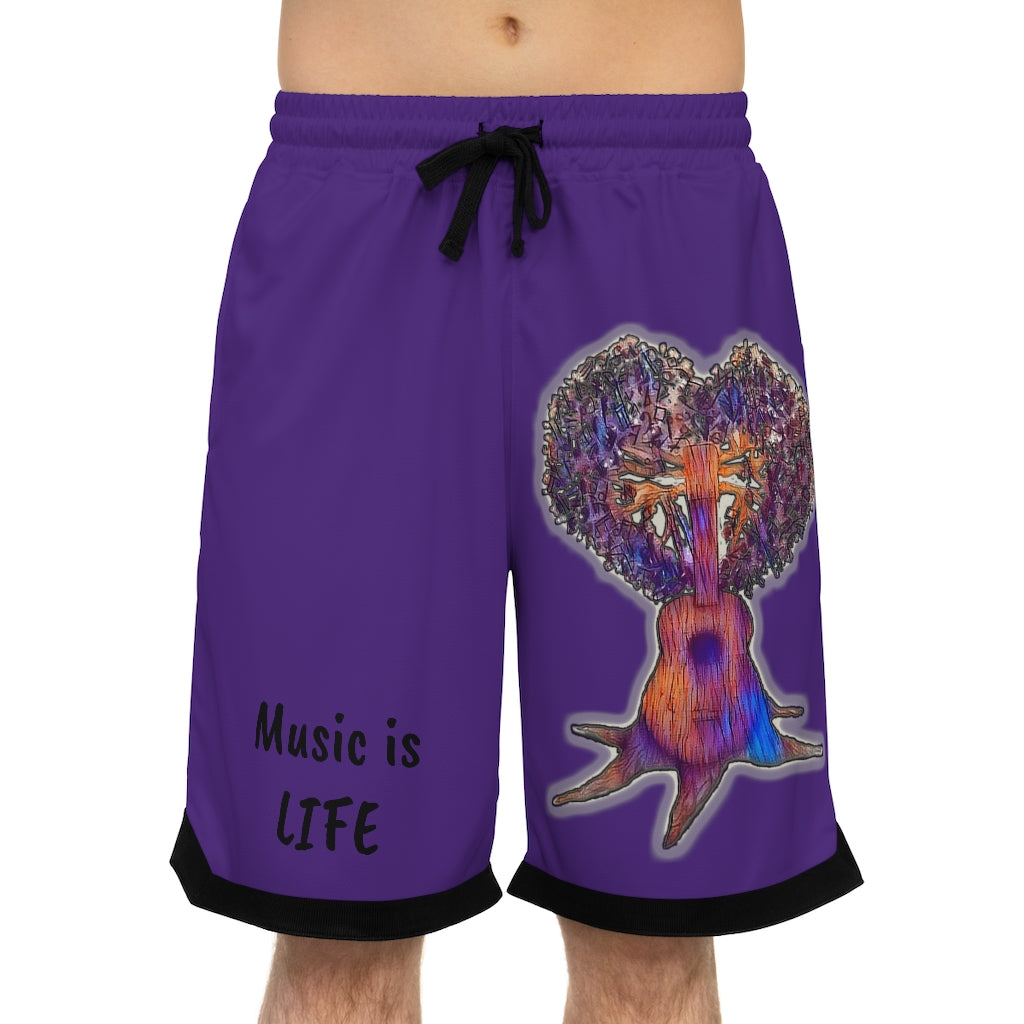 Music is Life 1 Basketball Rib Shorts