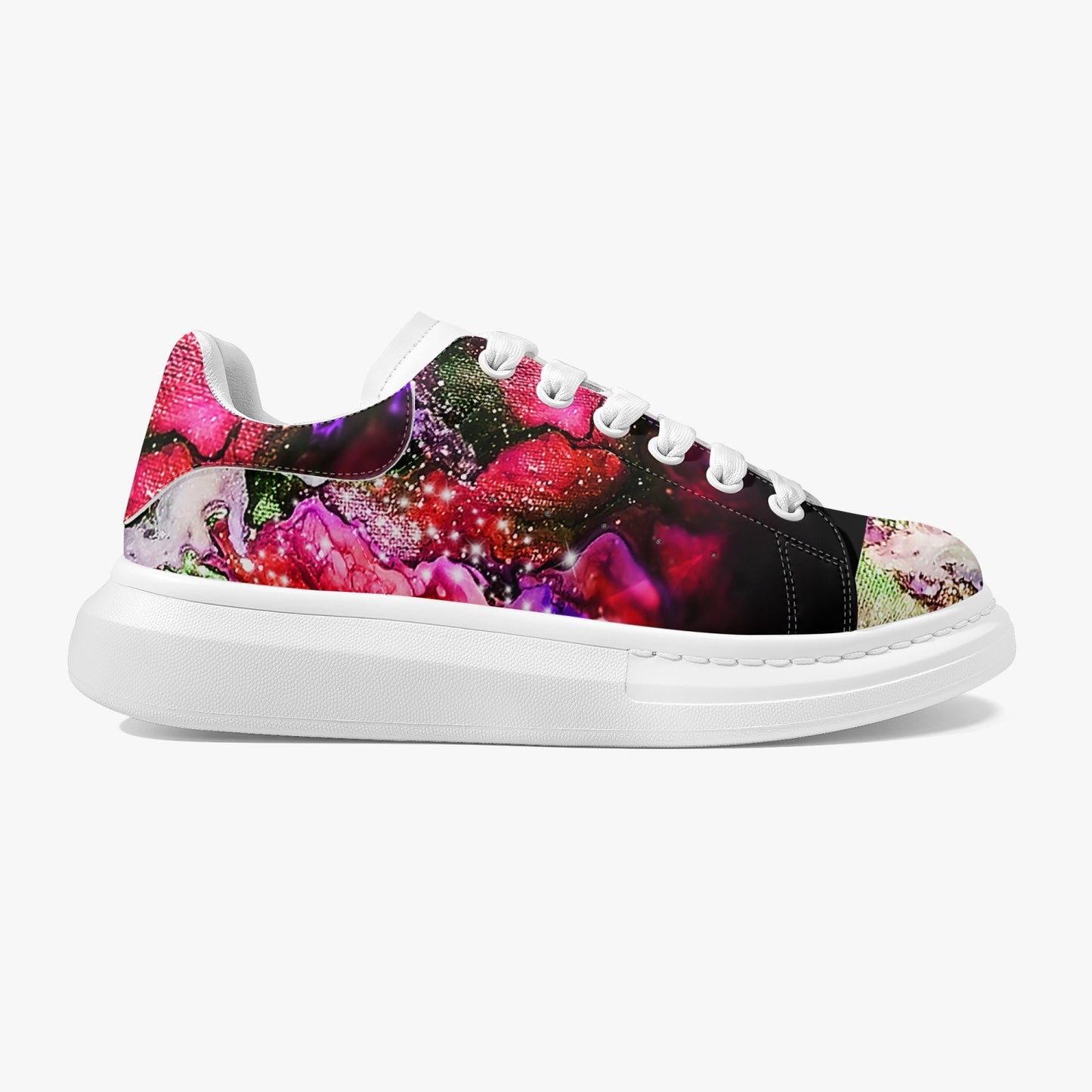 Red Galaxy Low-Top Leather Sneakers