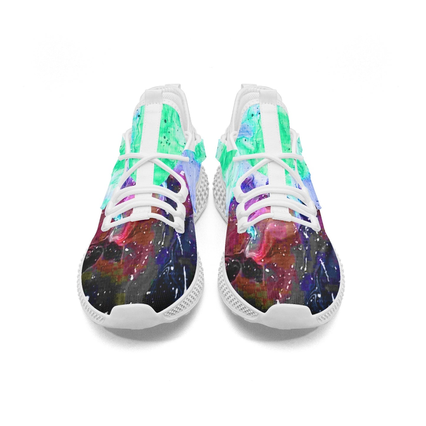 Galactic Fire Teal Mesh Knit Sneakers