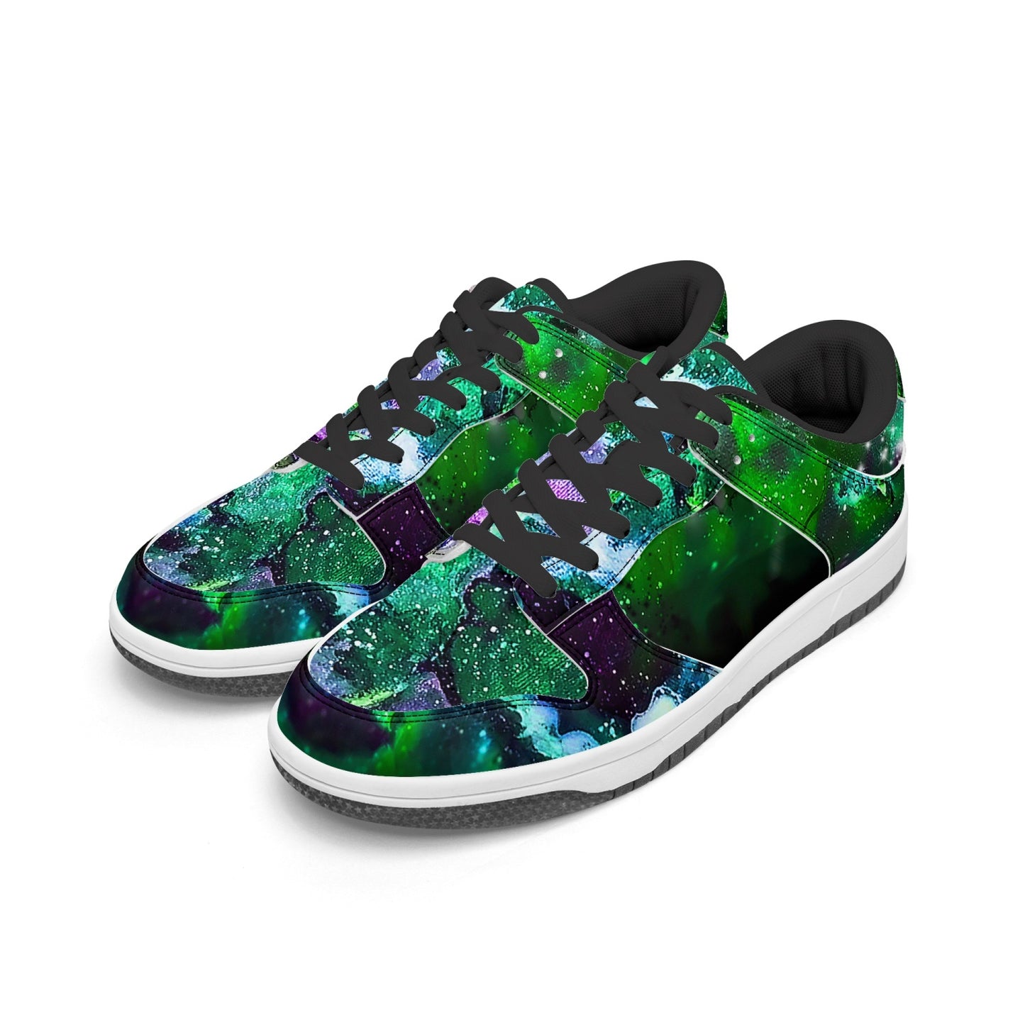 Galaxy: Green Low-Top Leather Sneakers