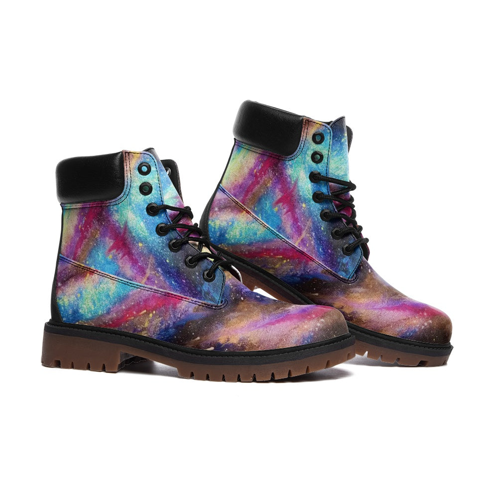 Explosive Nebula Black Leather Boots